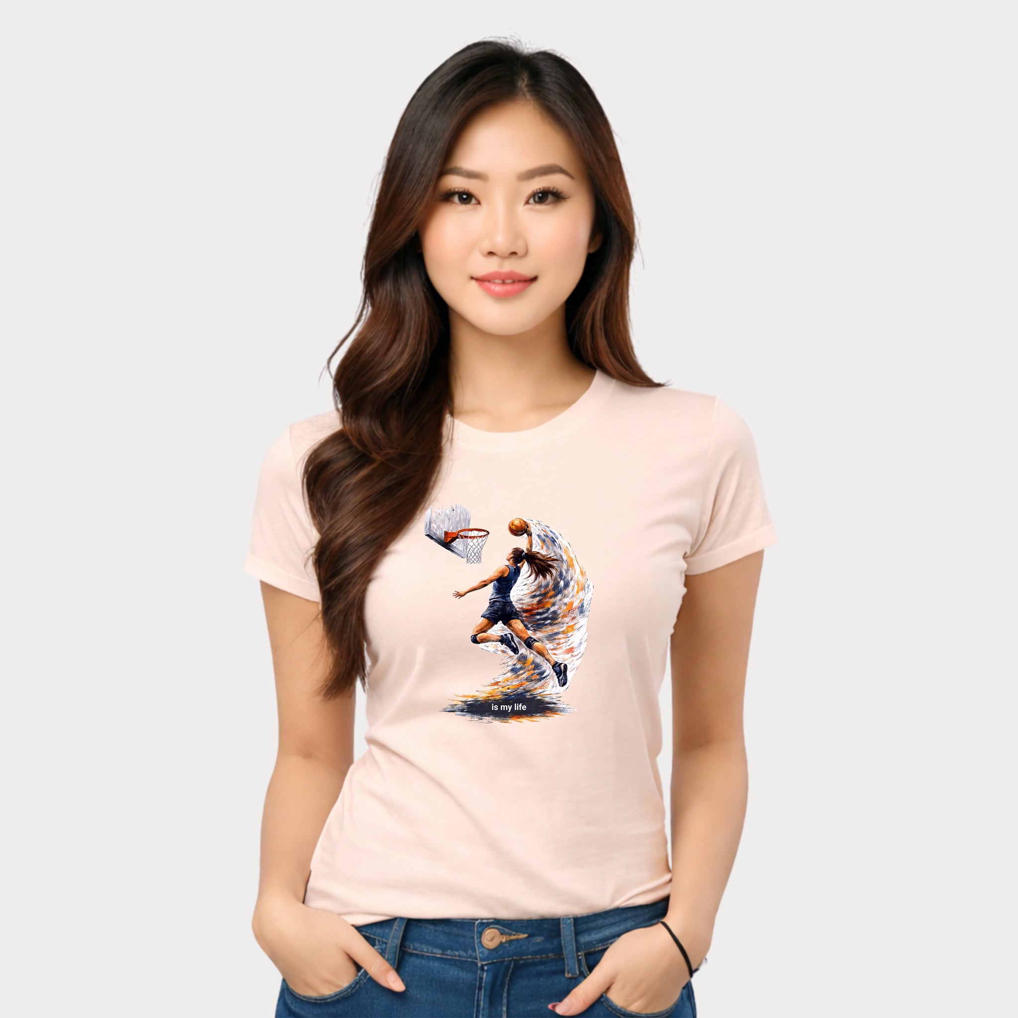 Basketball Dunk Graphic T-Shirt — "Basketball is my life" Player Art Tee