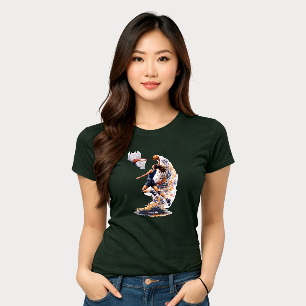 Basketball Dunk Graphic T-Shirt — "Basketball is my life" Player Art Tee