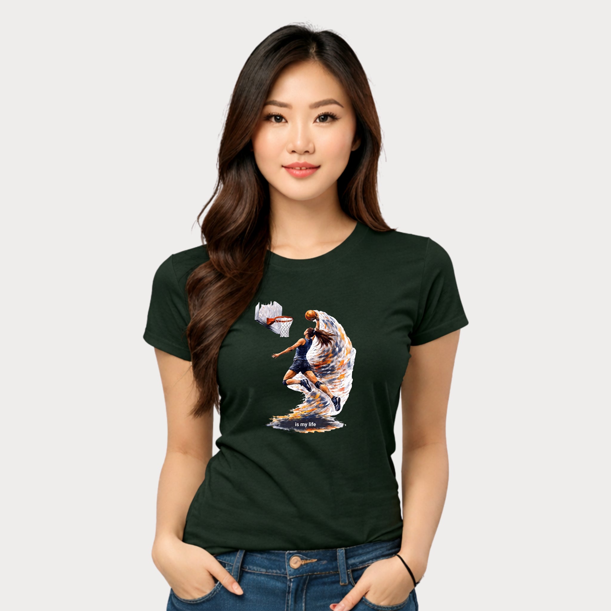 Basketball Dunk Graphic T-Shirt — "Basketball is my life" Player Art Tee
