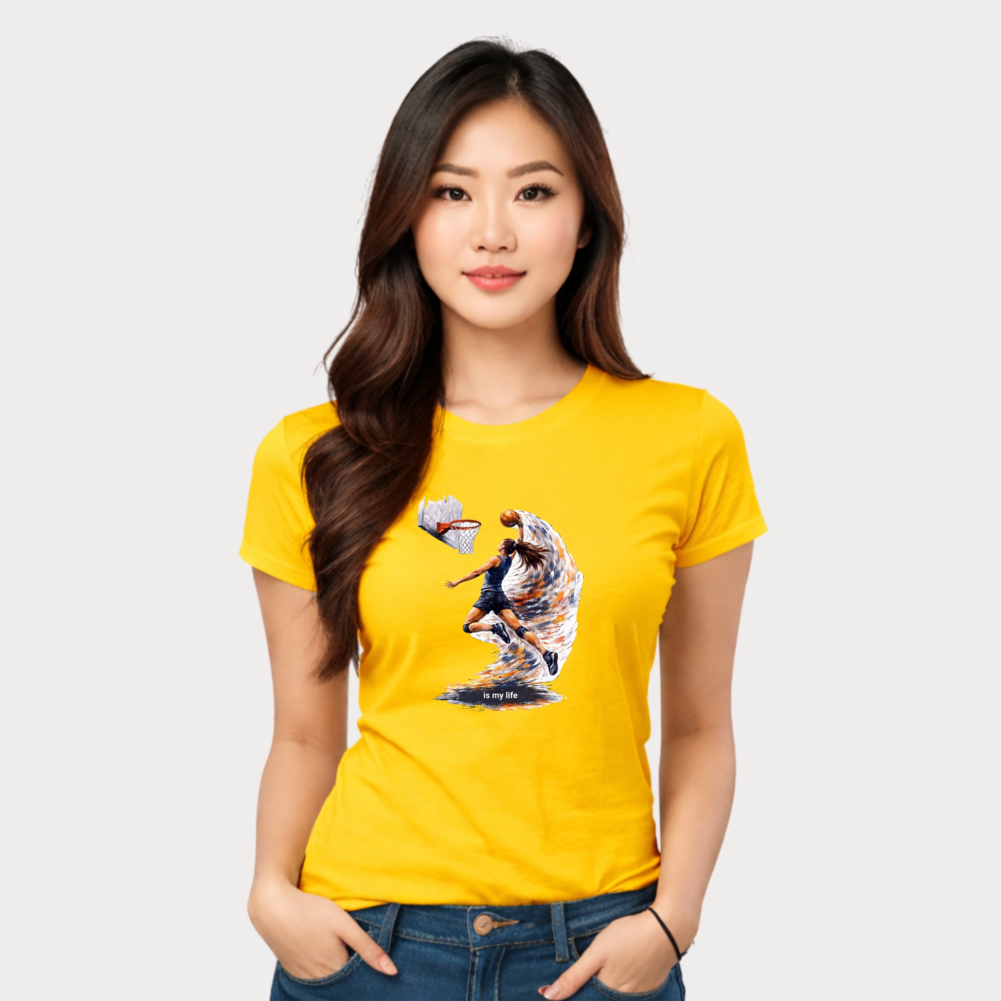Basketball Dunk Graphic T-Shirt — "Basketball is my life" Player Art Tee