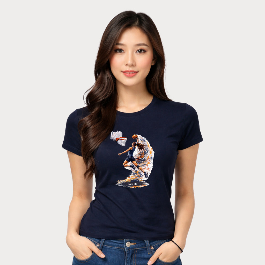 Basketball Dunk Graphic T-Shirt — "Basketball is my life" Player Art Tee