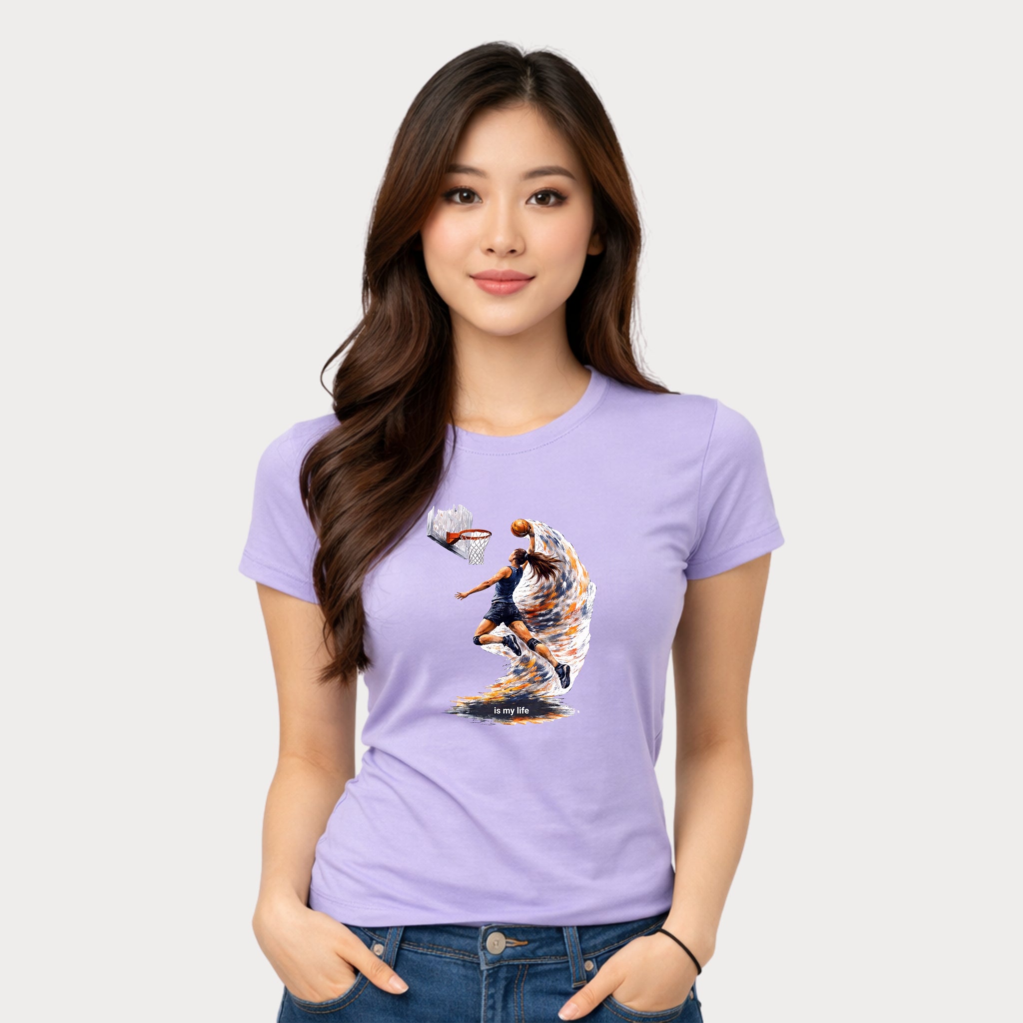 Basketball Dunk Graphic T-Shirt — "Basketball is my life" Player Art Tee