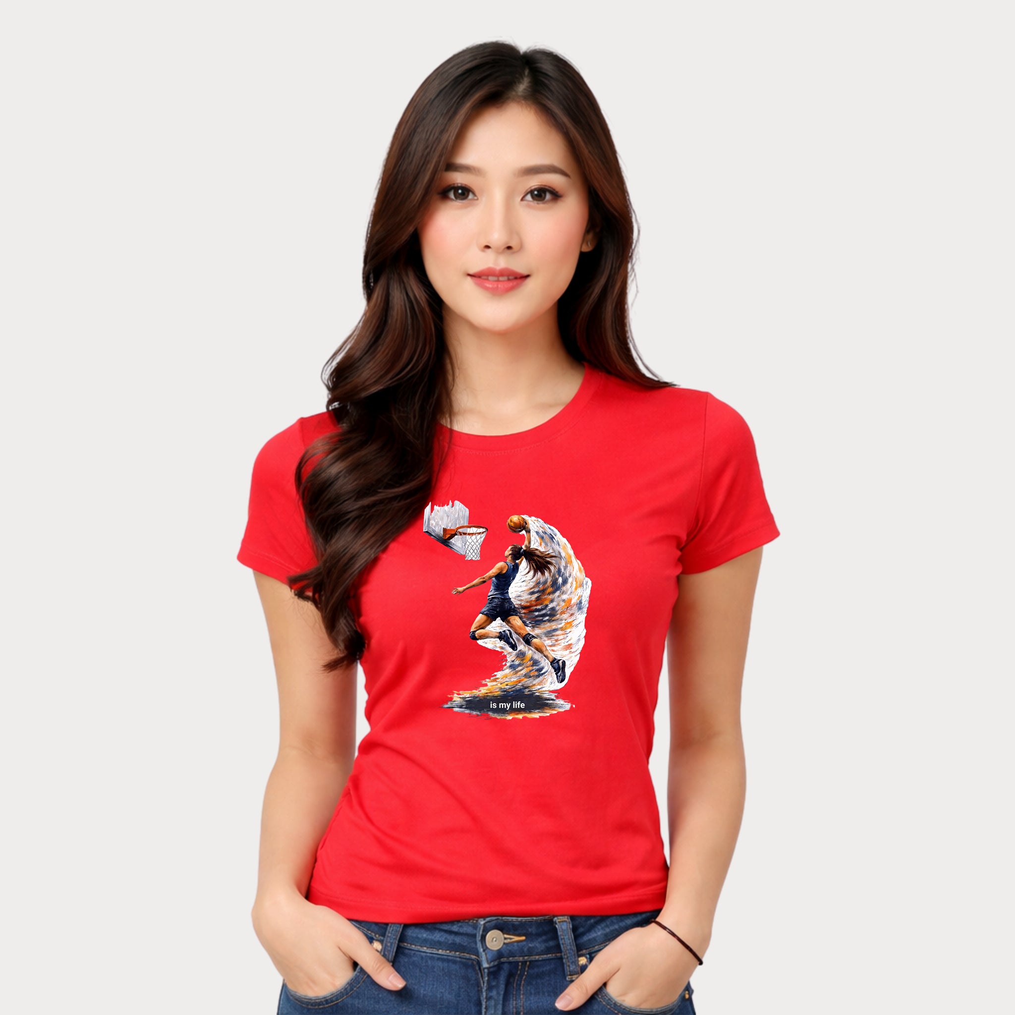 Basketball Dunk Graphic T-Shirt — "Basketball is my life" Player Art Tee