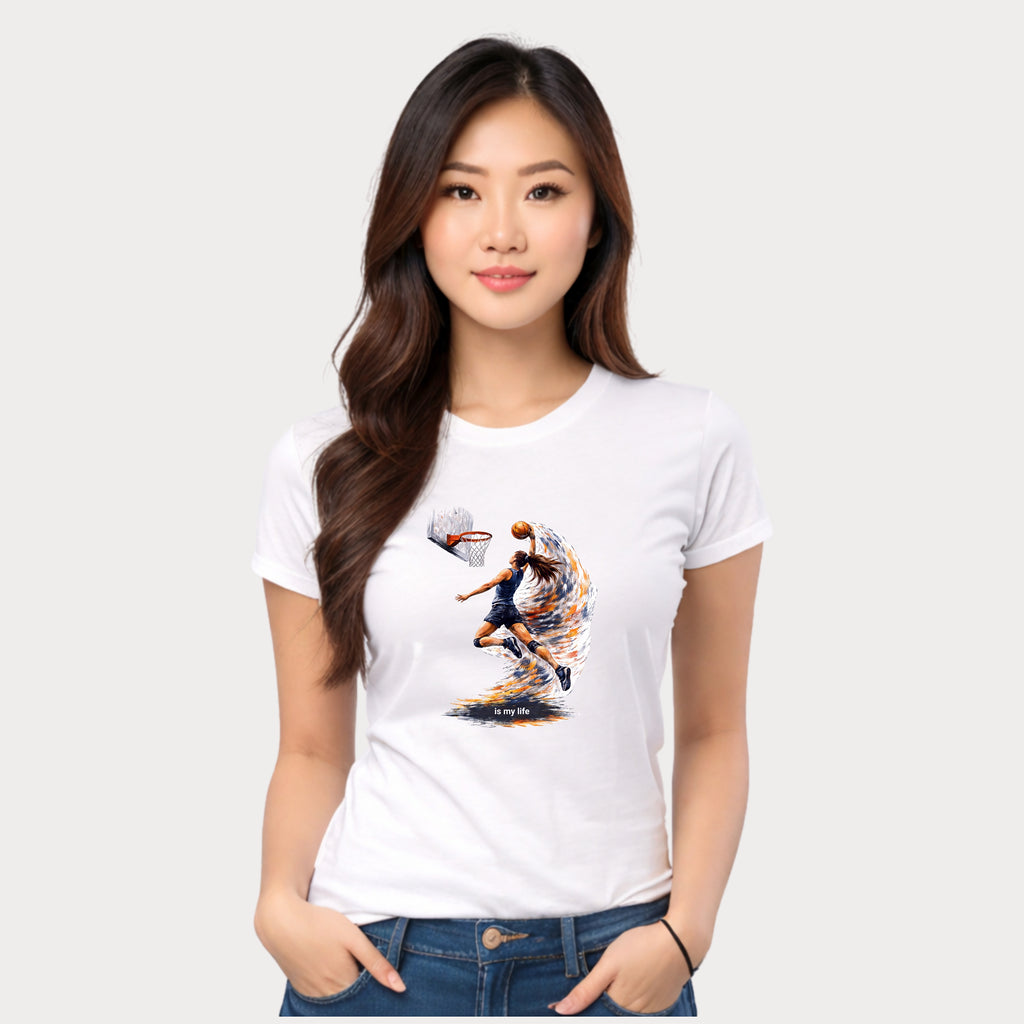 Basketball Dunk Graphic T-Shirt — "Basketball is my life" Player Art Tee