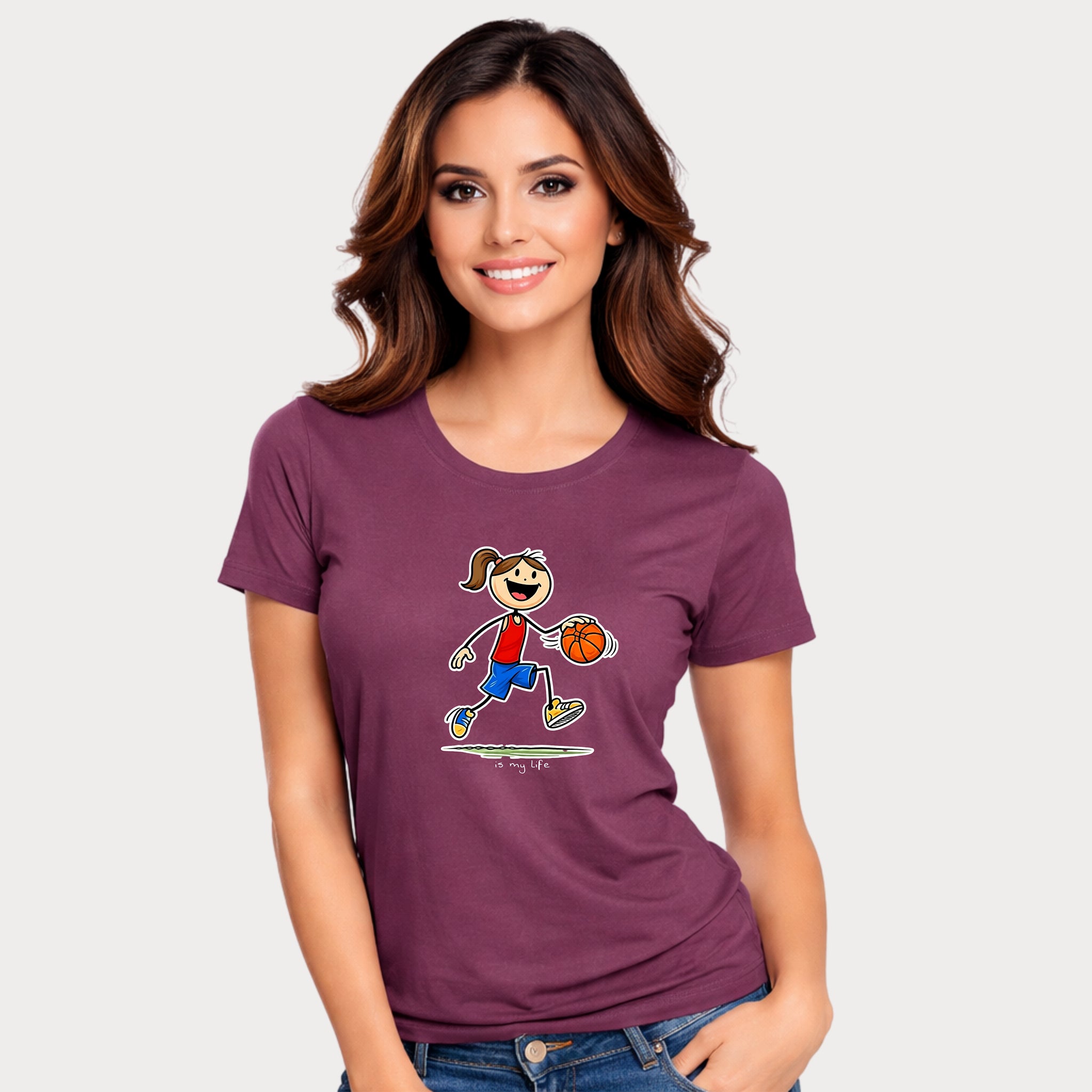 Basketball Figure Short Sleeve T-Shirt — "Basketball is my life" Sports Tee