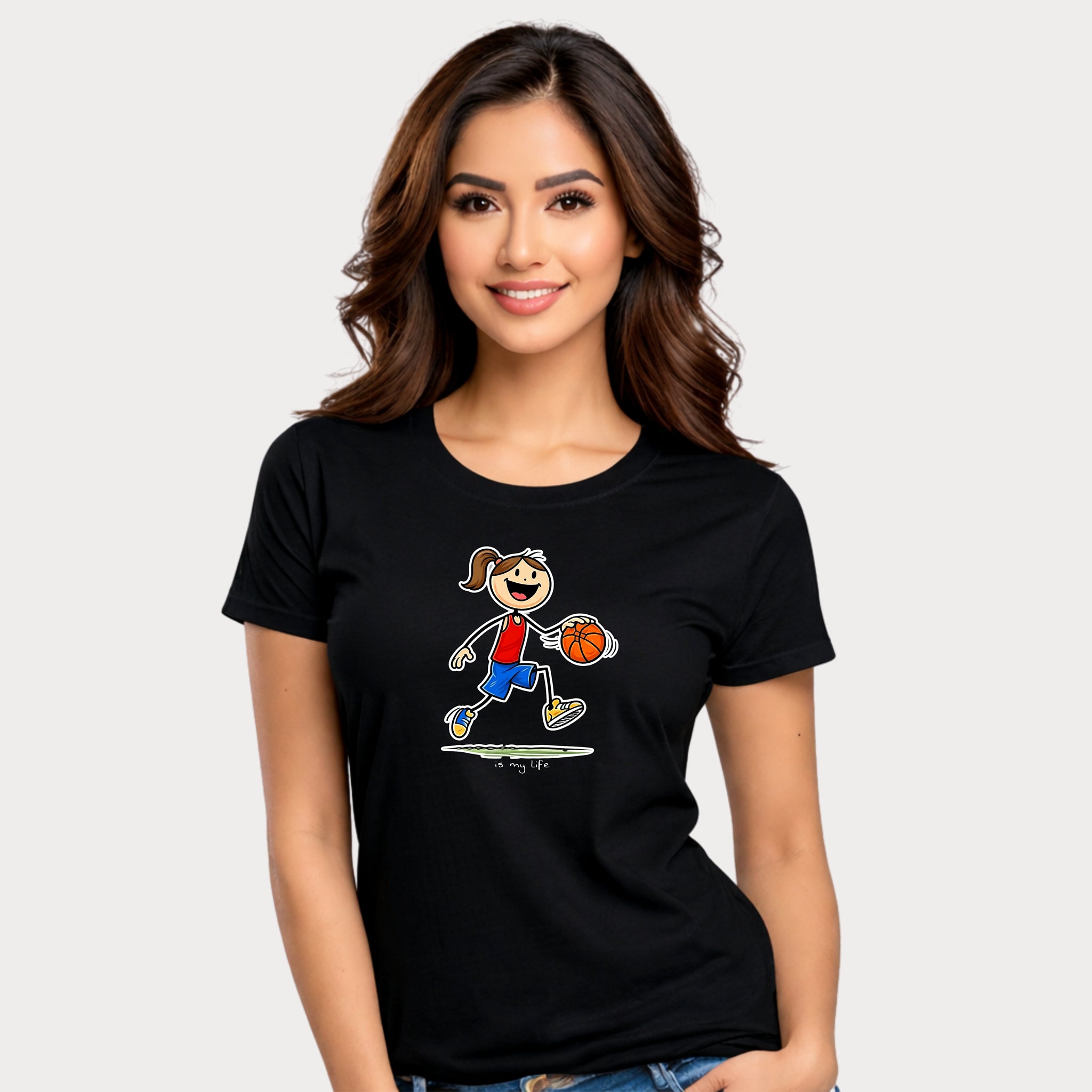 Basketball Figure Short Sleeve T-Shirt — "Basketball is my life" Sports Tee