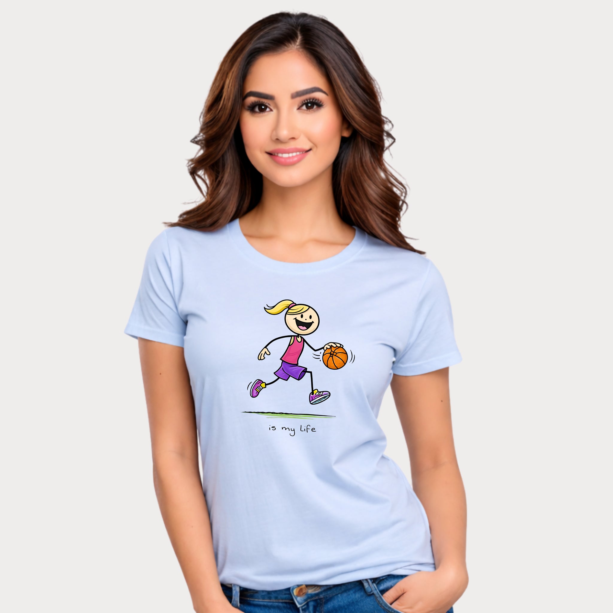 Basketball Figure Short Sleeve T-Shirt — "Basketball is my life" Sports Tee