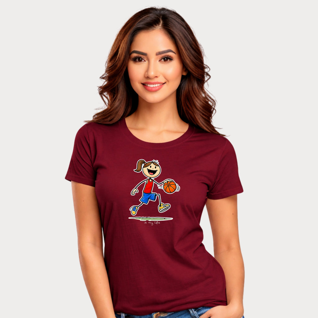 Basketball Figure Short Sleeve T-Shirt — "Basketball is my life" Sports Tee