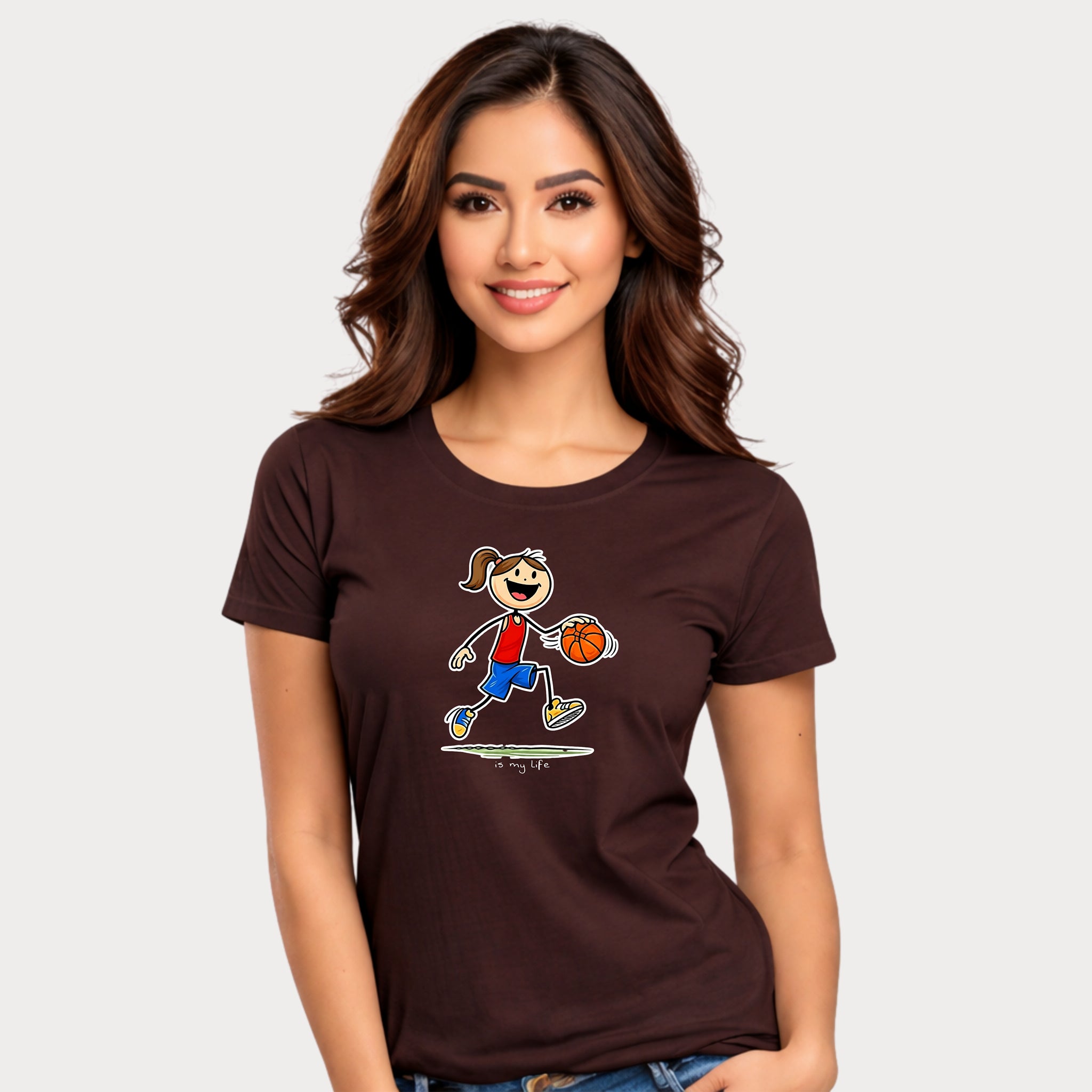 Basketball Figure Short Sleeve T-Shirt — "Basketball is my life" Sports Tee