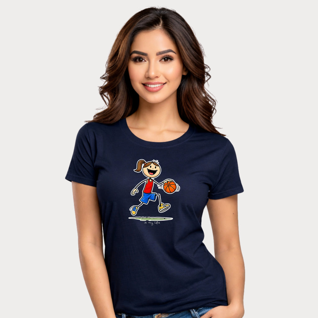Basketball Figure Short Sleeve T-Shirt — "Basketball is my life" Sports Tee