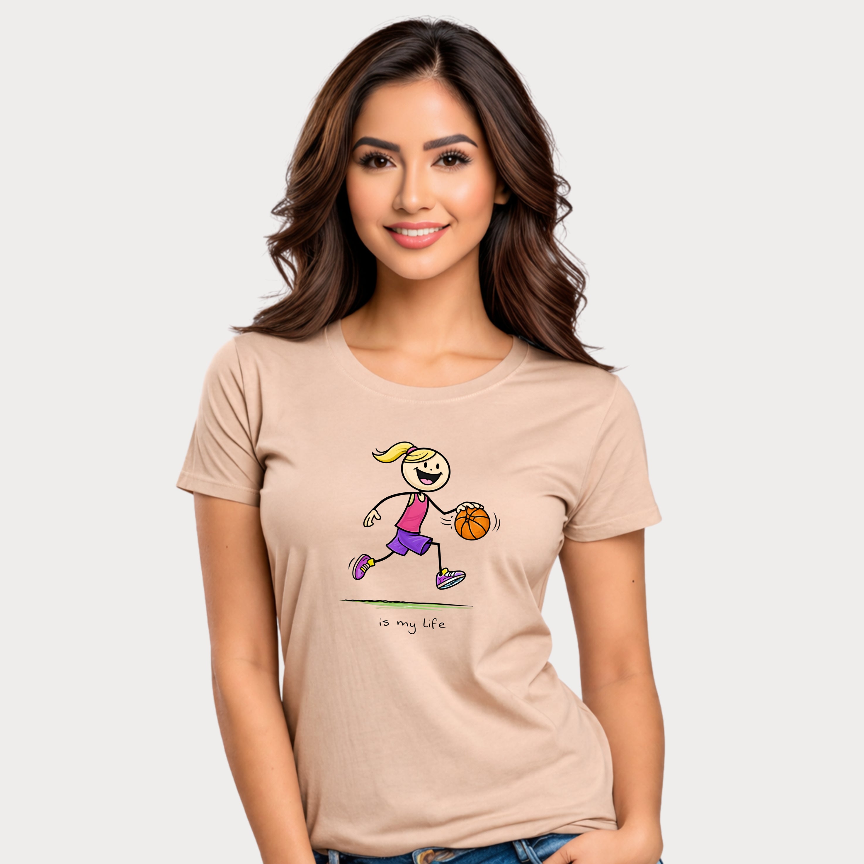 Basketball Figure Short Sleeve T-Shirt — "Basketball is my life" Sports Tee