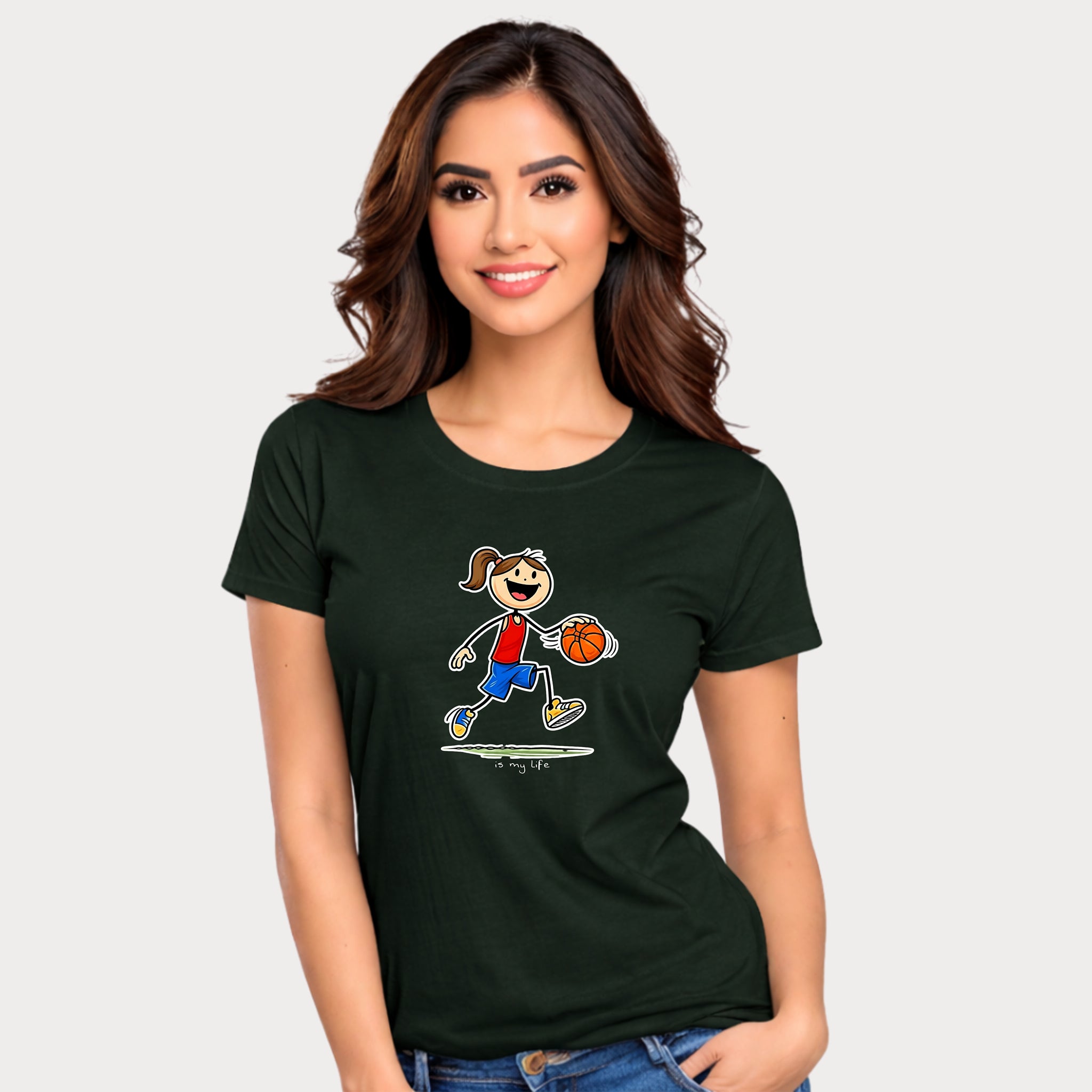 Basketball Figure Short Sleeve T-Shirt — "Basketball is my life" Sports Tee