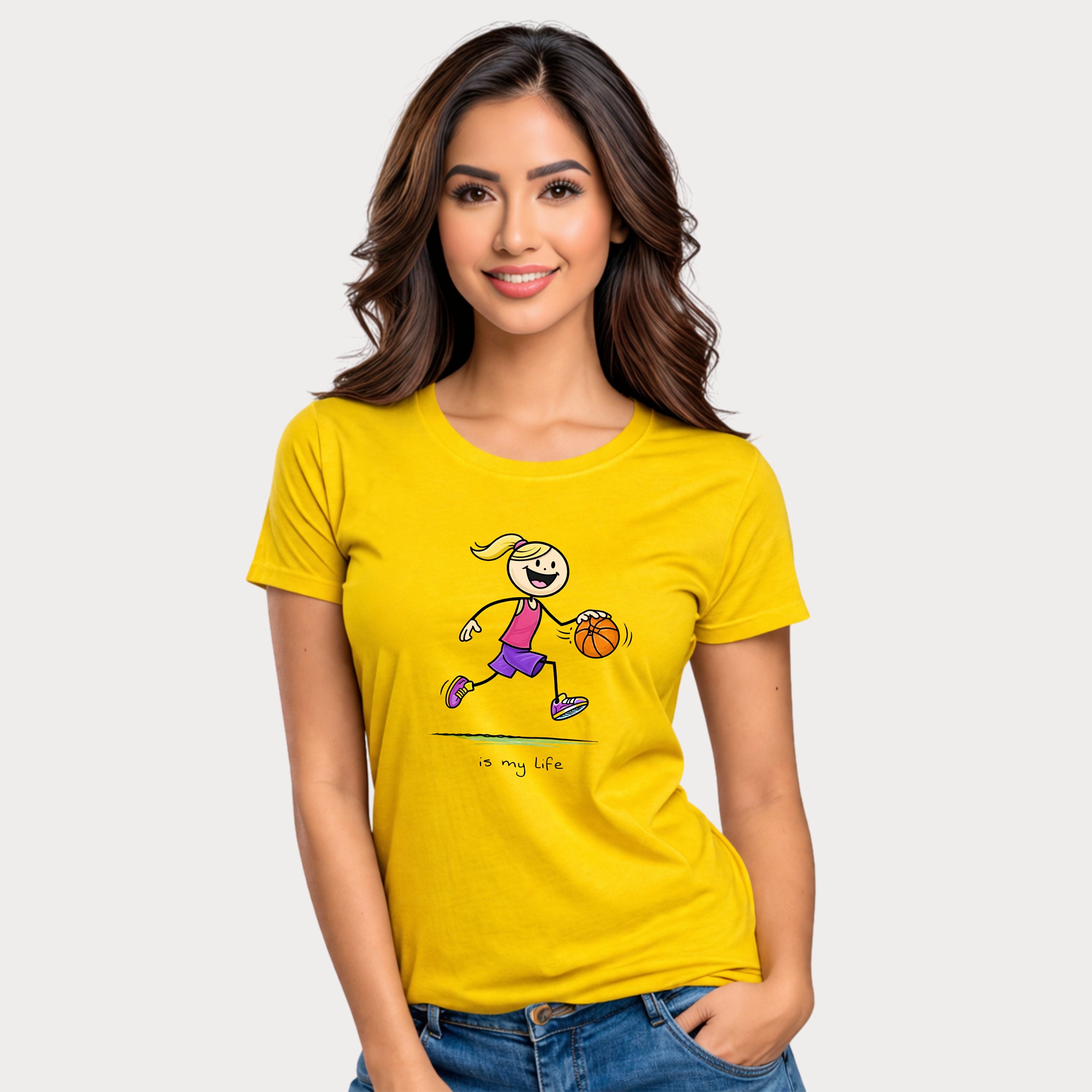 Basketball Figure Short Sleeve T-Shirt — "Basketball is my life" Sports Tee