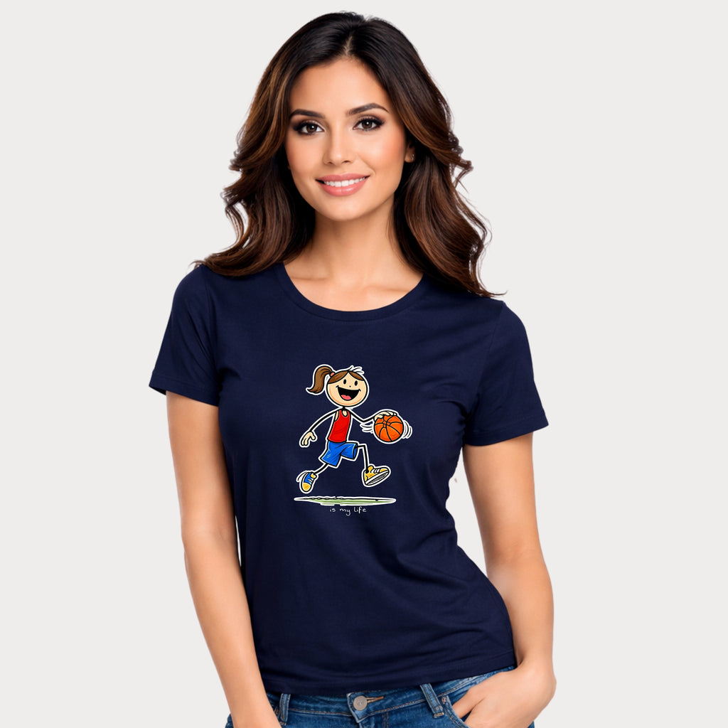 Basketball Figure Short Sleeve T-Shirt — "Basketball is my life" Sports Tee