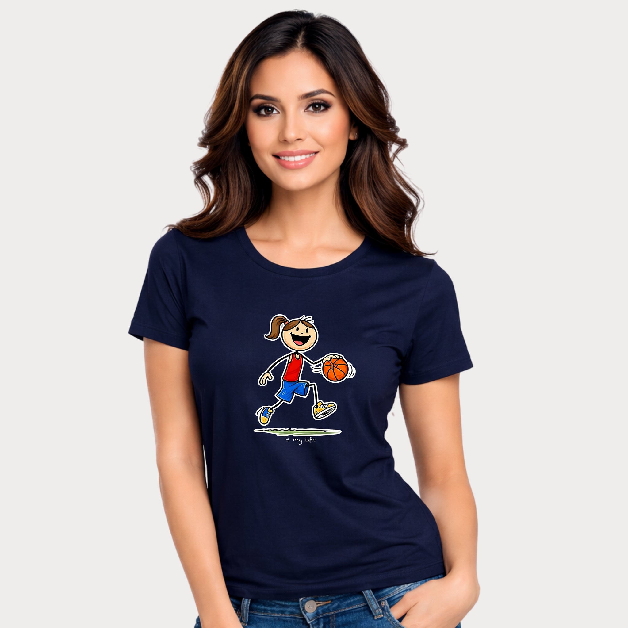 Basketball Figure Short Sleeve T-Shirt — "Basketball is my life" Sports Tee