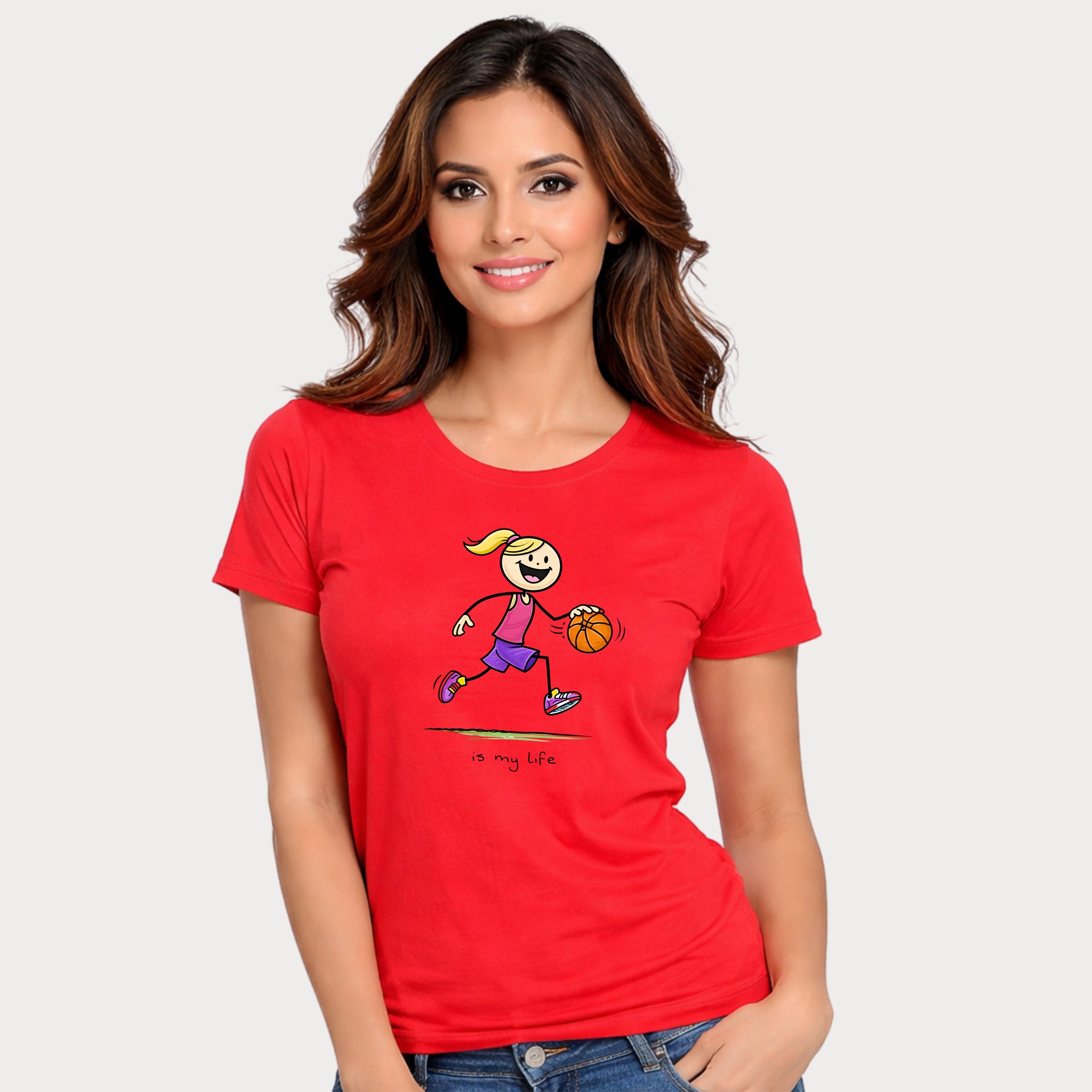 Basketball Figure Short Sleeve T-Shirt — "Basketball is my life" Sports Tee