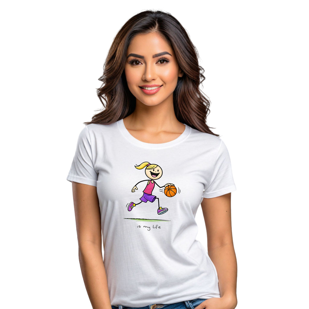 Basketball Figure Short Sleeve T-Shirt — "Basketball is my life" Sports Tee