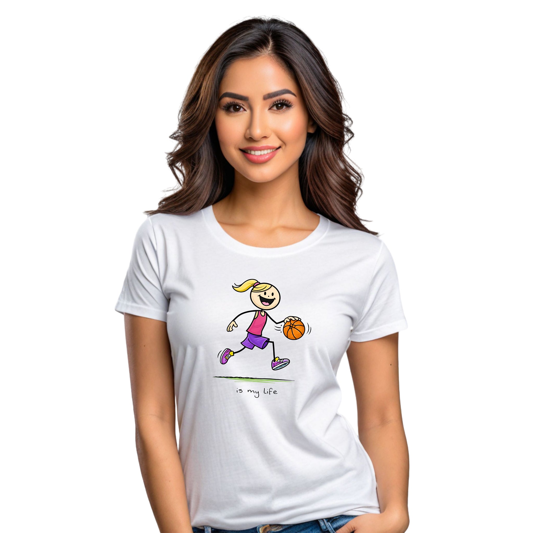 Basketball Figure Short Sleeve T-Shirt — "Basketball is my life" Sports Tee