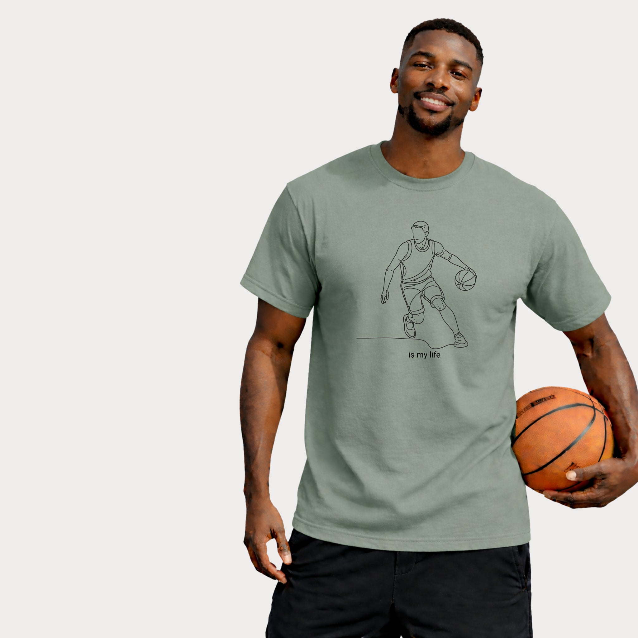 Basketball Is My Life T-Shirt — Minimal Line Art Basketball Tee