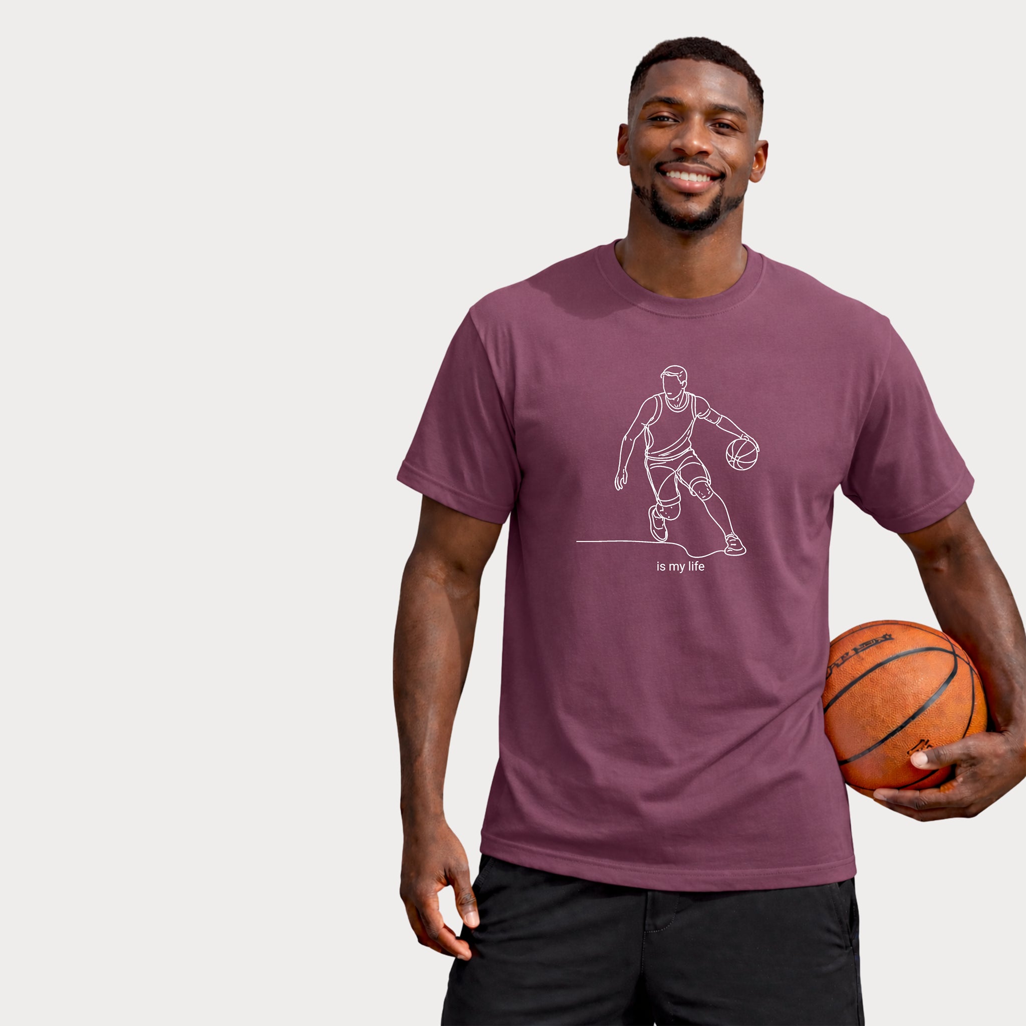 Basketball Is My Life T-Shirt — Minimal Line Art Basketball Tee