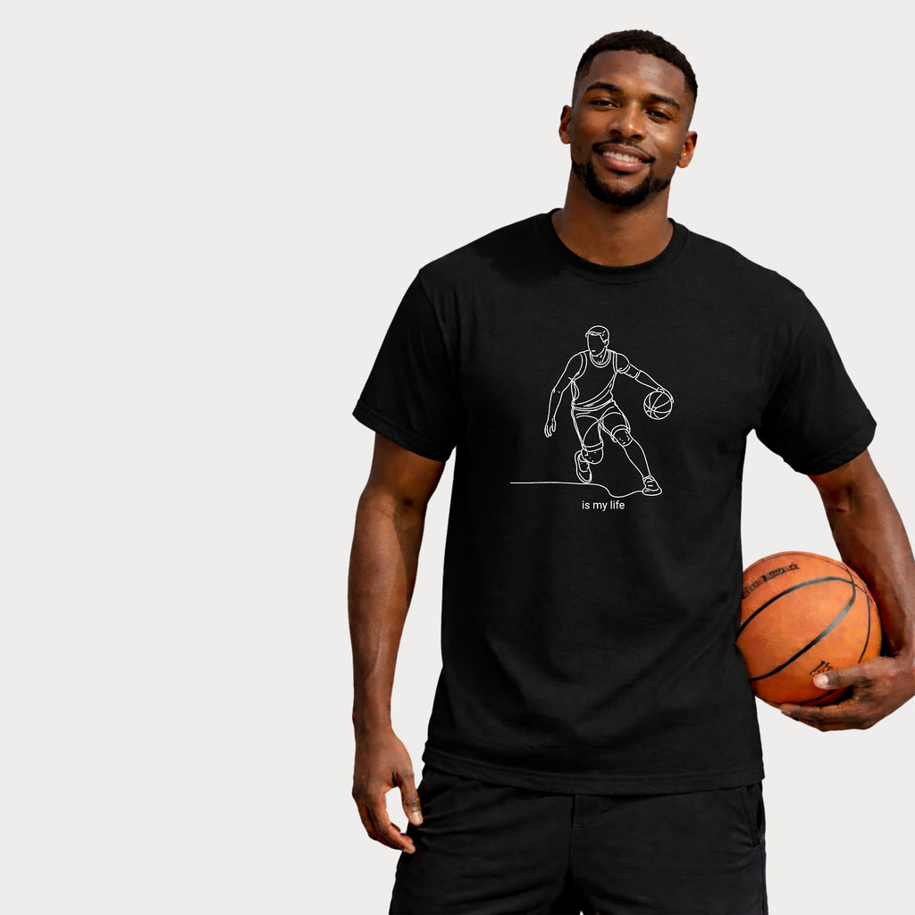 Basketball Is My Life T-Shirt — Minimal Line Art Basketball Tee
