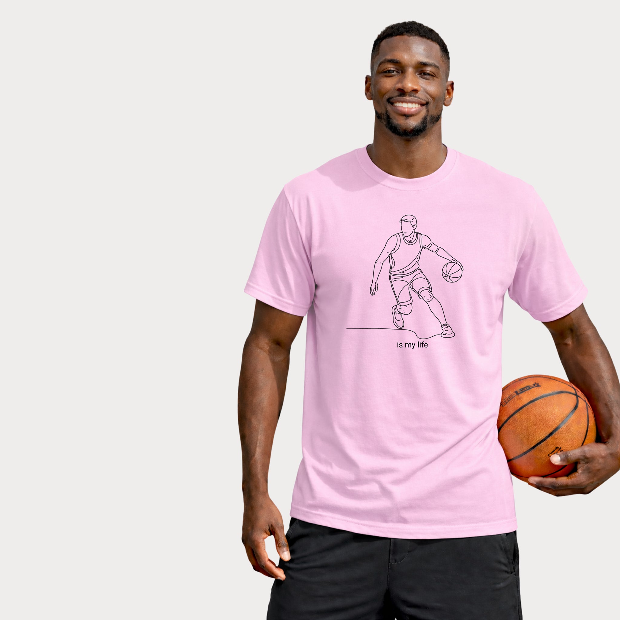 Basketball Is My Life T-Shirt — Minimal Line Art Basketball Tee