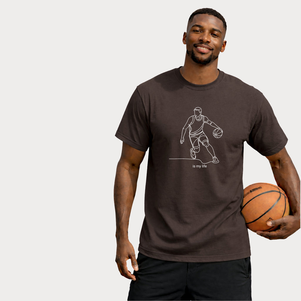 Basketball Is My Life T-Shirt — Minimal Line Art Basketball Tee