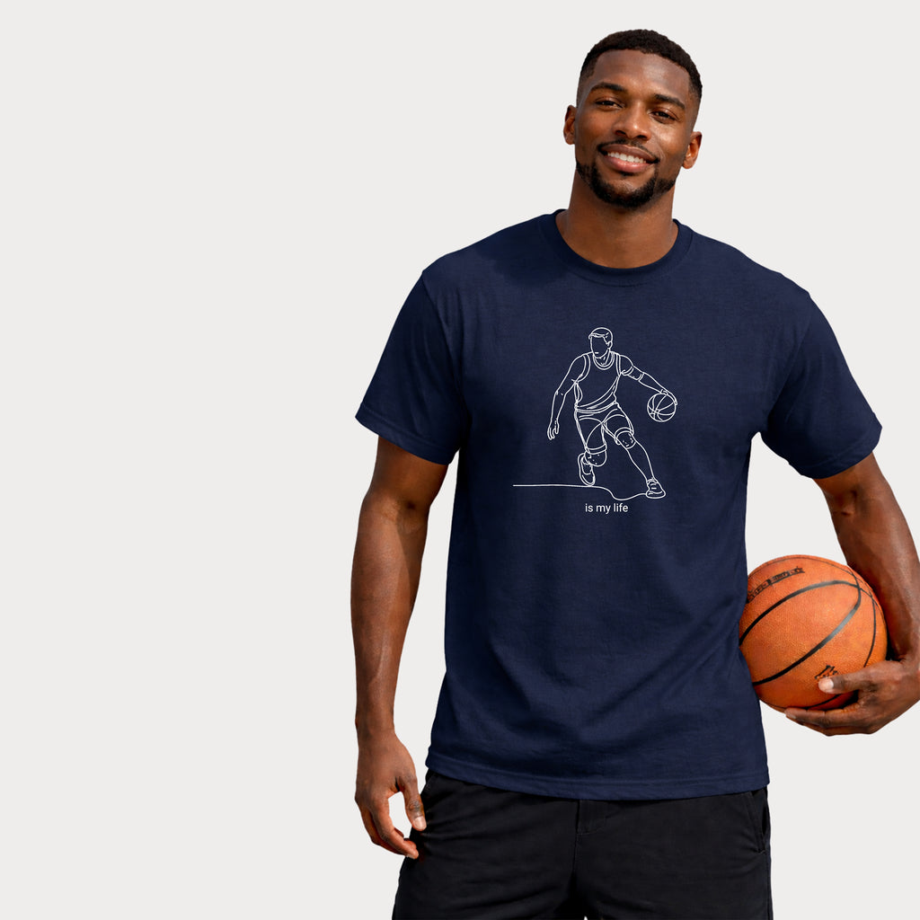 Basketball Is My Life T-Shirt — Minimal Line Art Basketball Tee