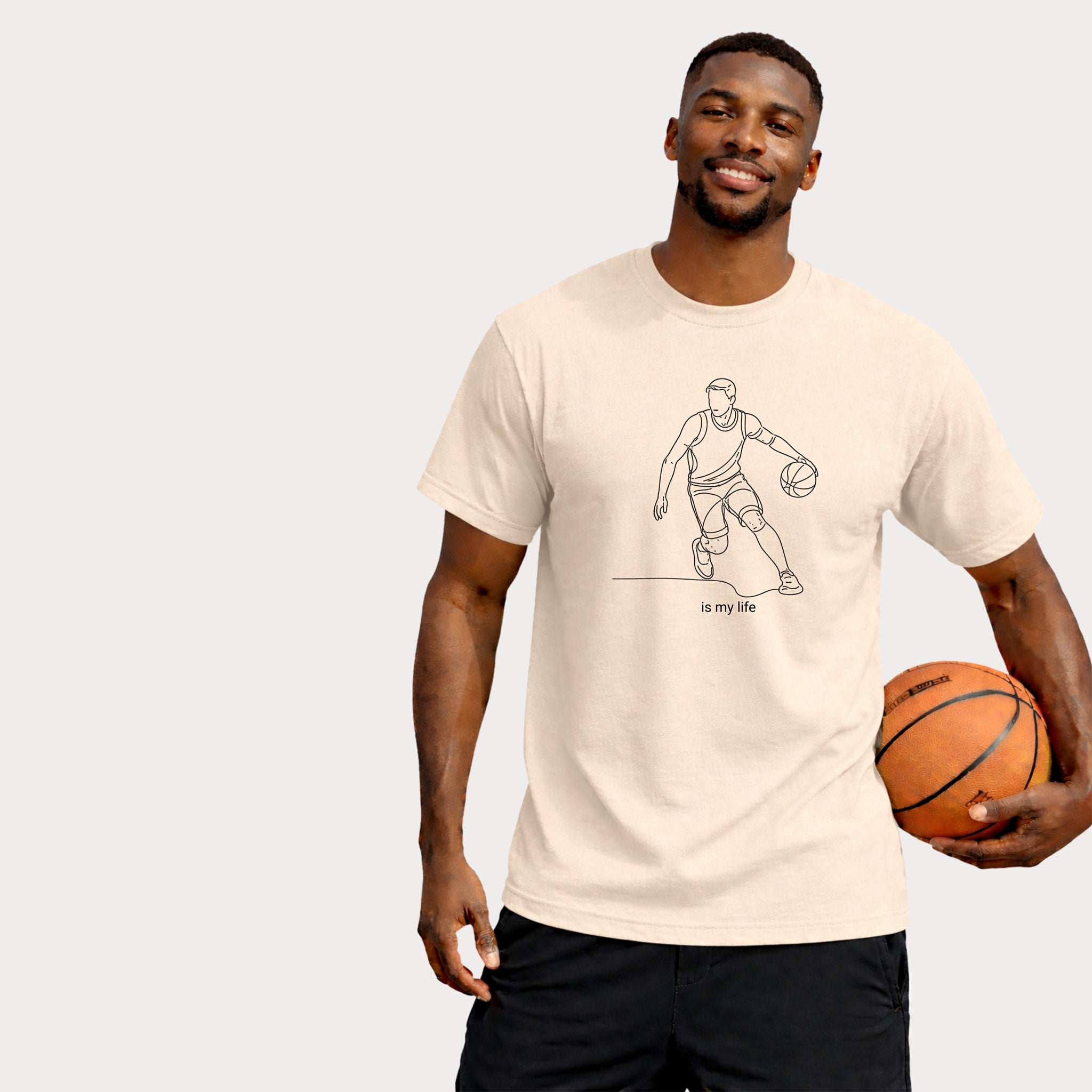 Basketball Is My Life T-Shirt — Minimal Line Art Basketball Tee