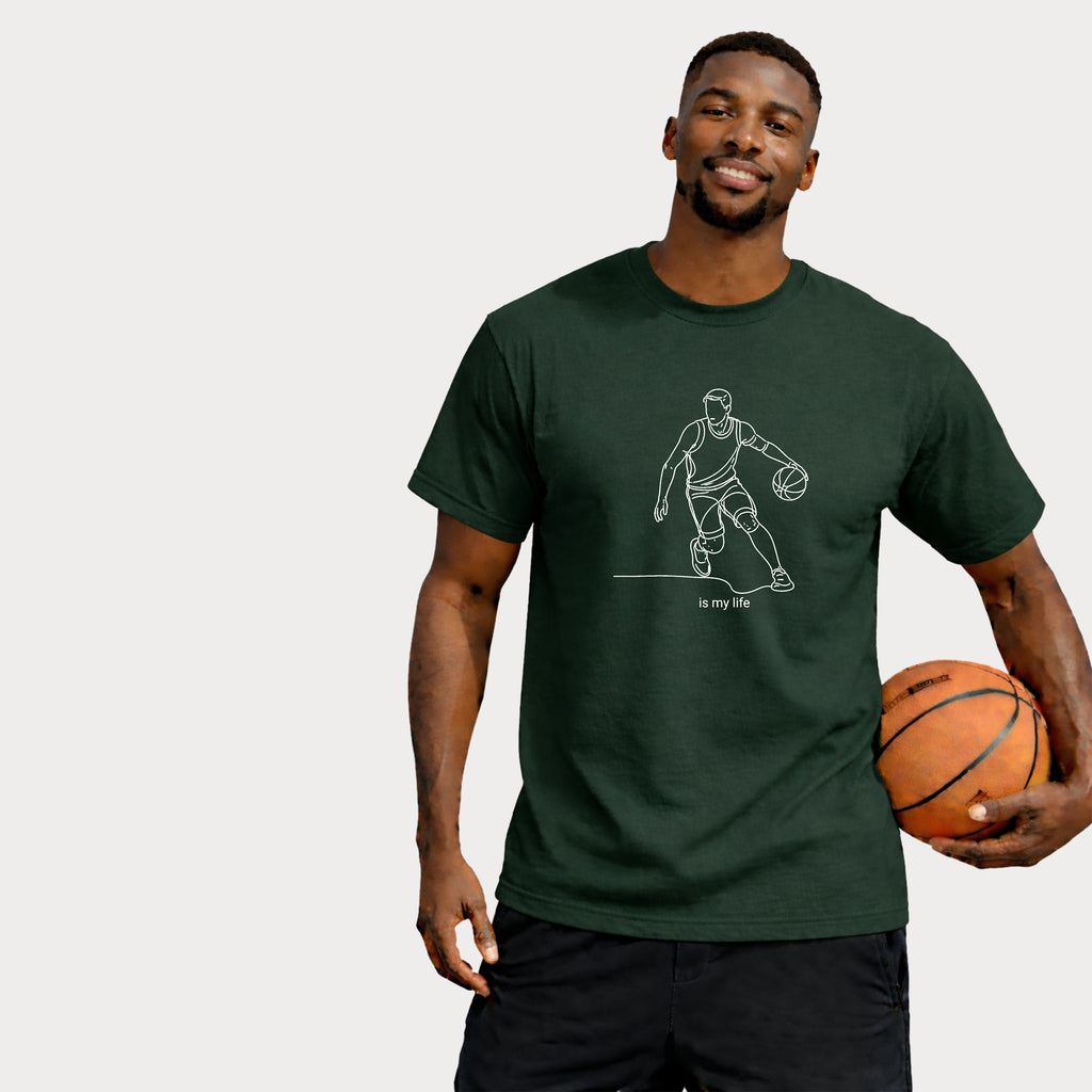 Basketball Is My Life T-Shirt — Minimal Line Art Basketball Tee