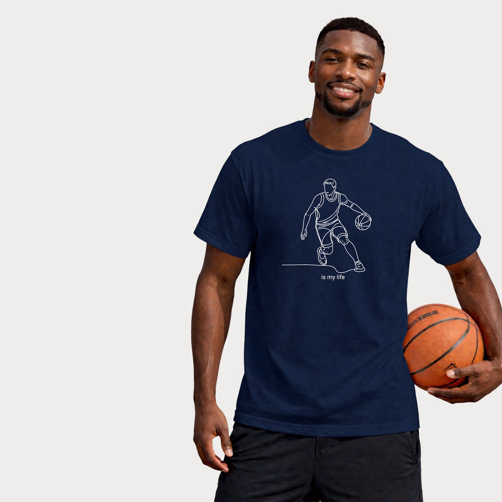 Basketball Is My Life T-Shirt — Minimal Line Art Basketball Tee