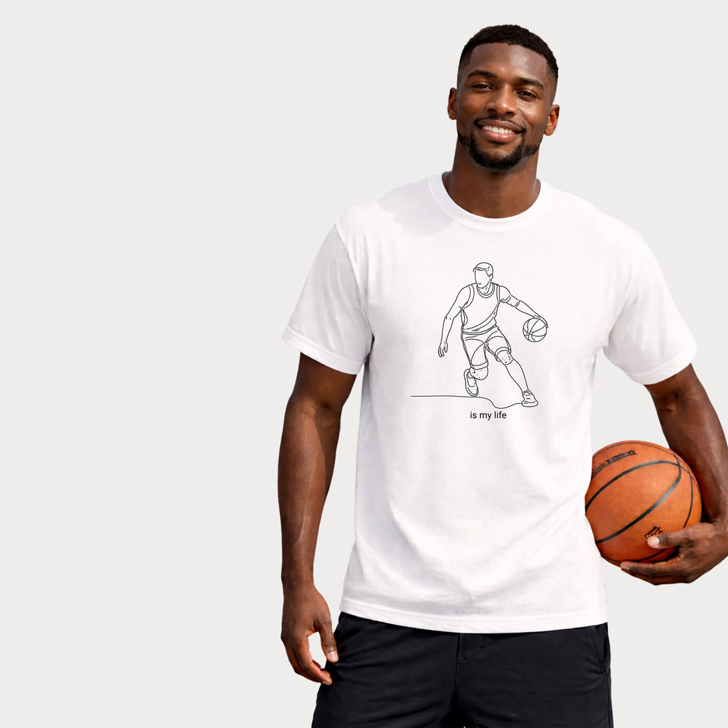 Basketball Is My Life T-Shirt — Minimal Line Art Basketball Tee
