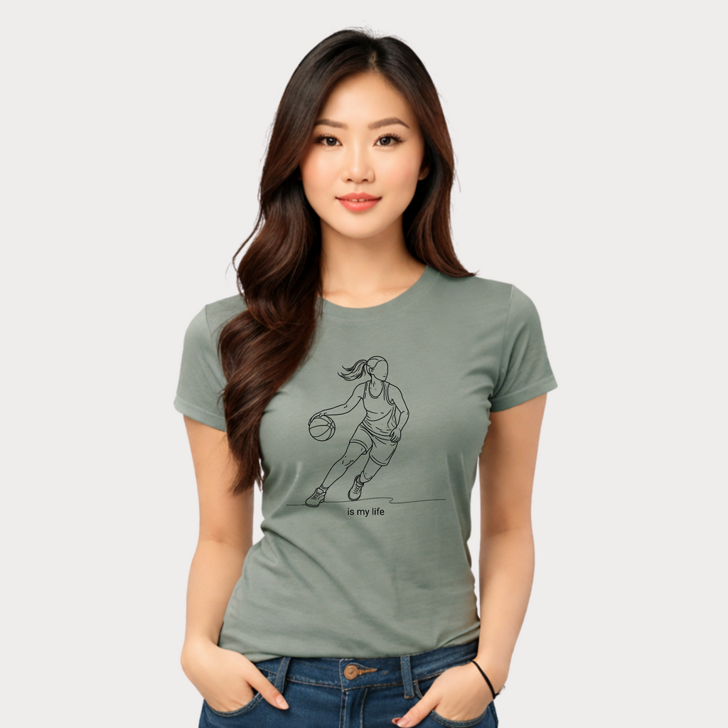 Basketball Is My Life T-Shirt — Women's Hoops Line Art Tee