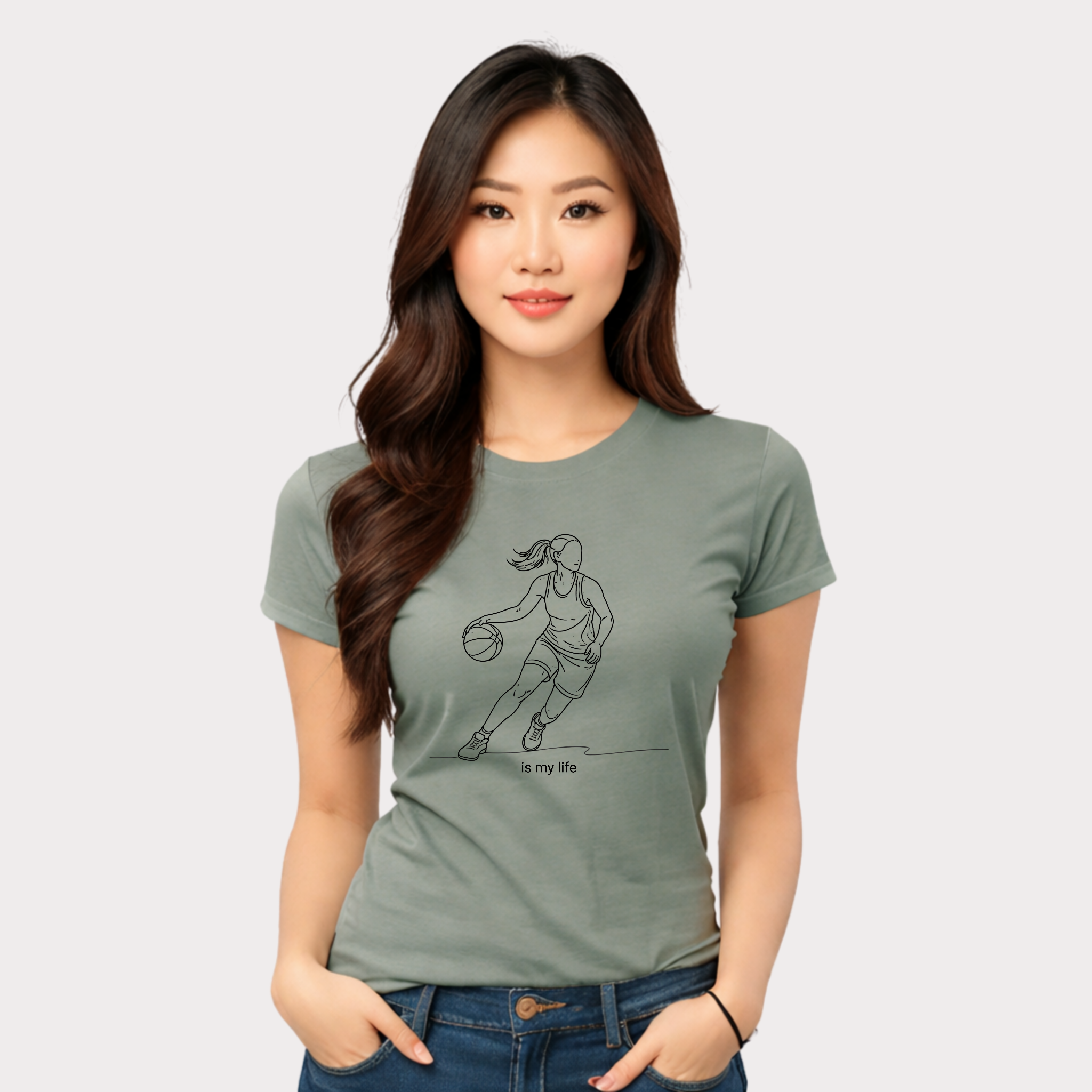 Basketball Is My Life T-Shirt — Women's Hoops Line Art Tee