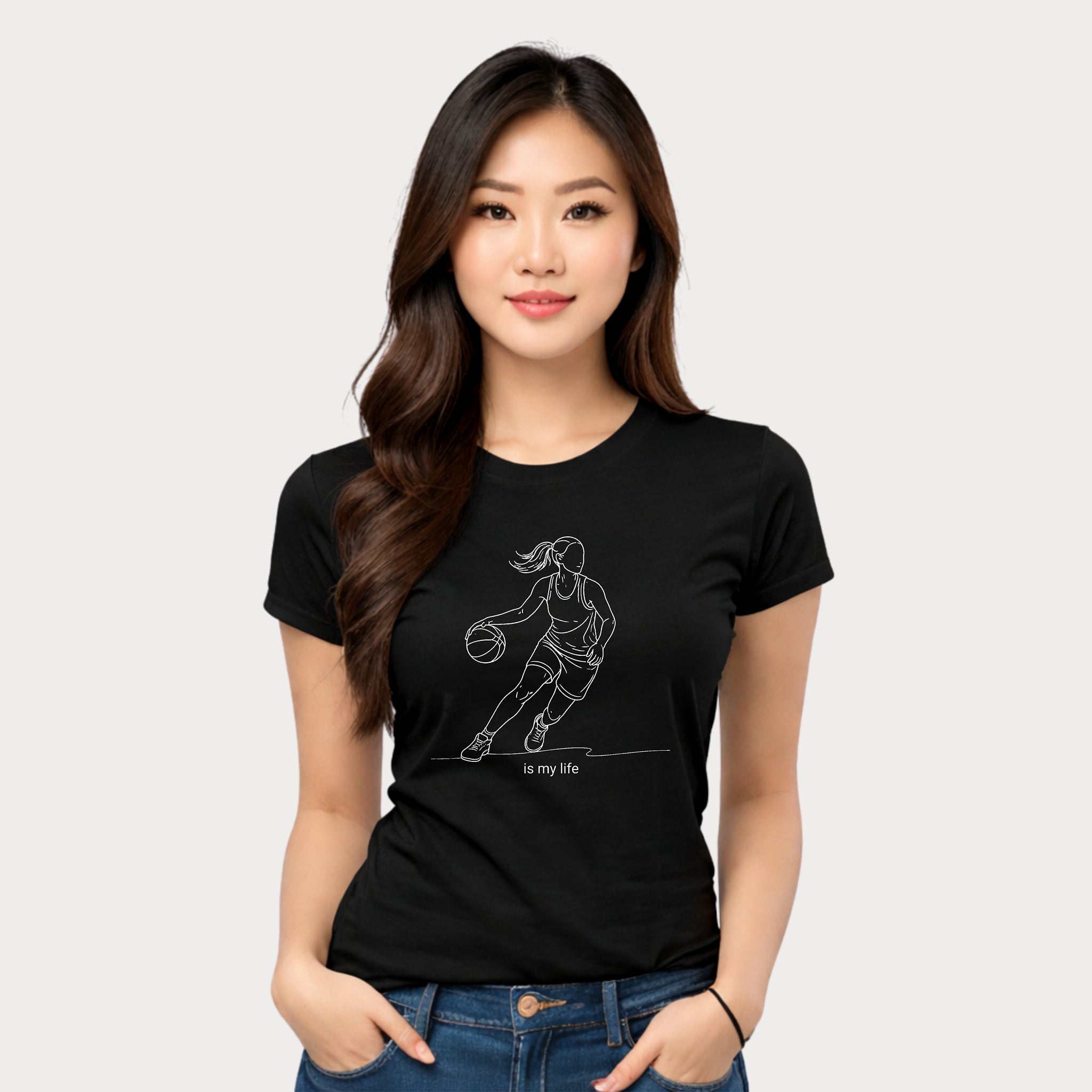 Basketball Is My Life T-Shirt — Women's Hoops Line Art Tee