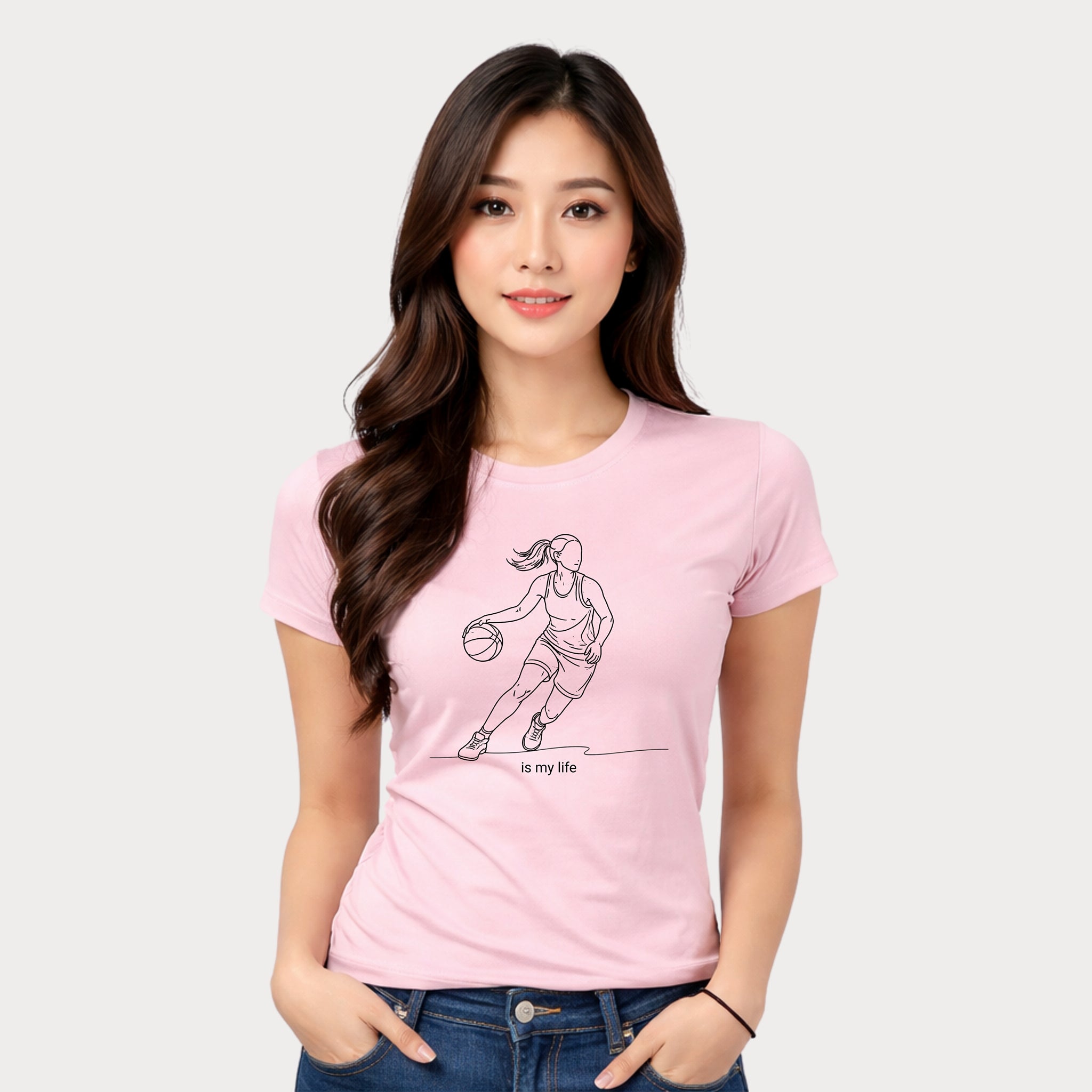 Basketball Is My Life T-Shirt — Women's Hoops Line Art Tee