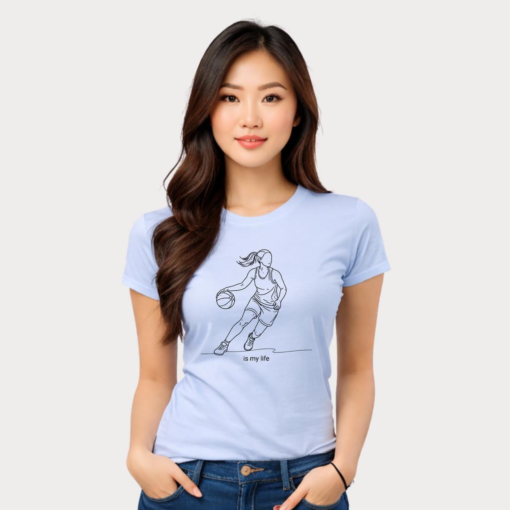 Basketball Is My Life T-Shirt — Women's Hoops Line Art Tee