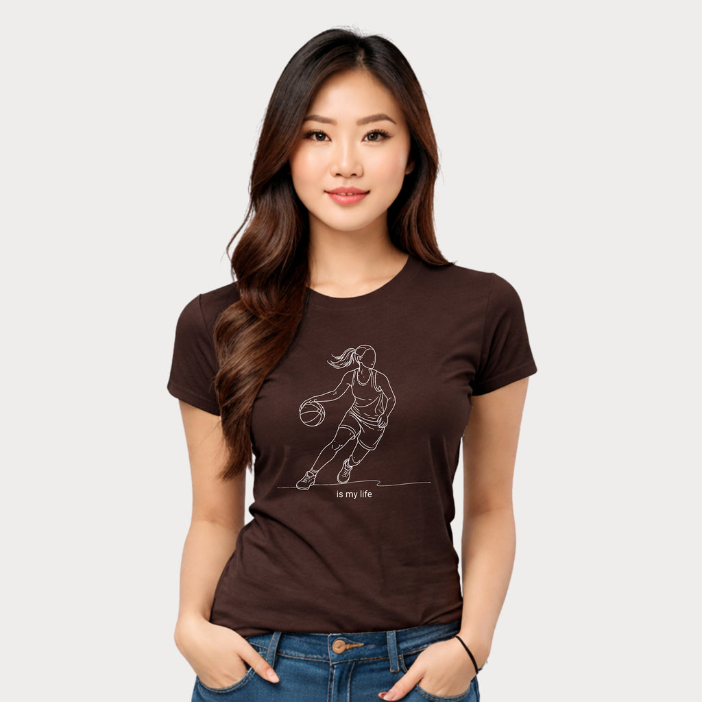 Basketball Is My Life T-Shirt — Women's Hoops Line Art Tee