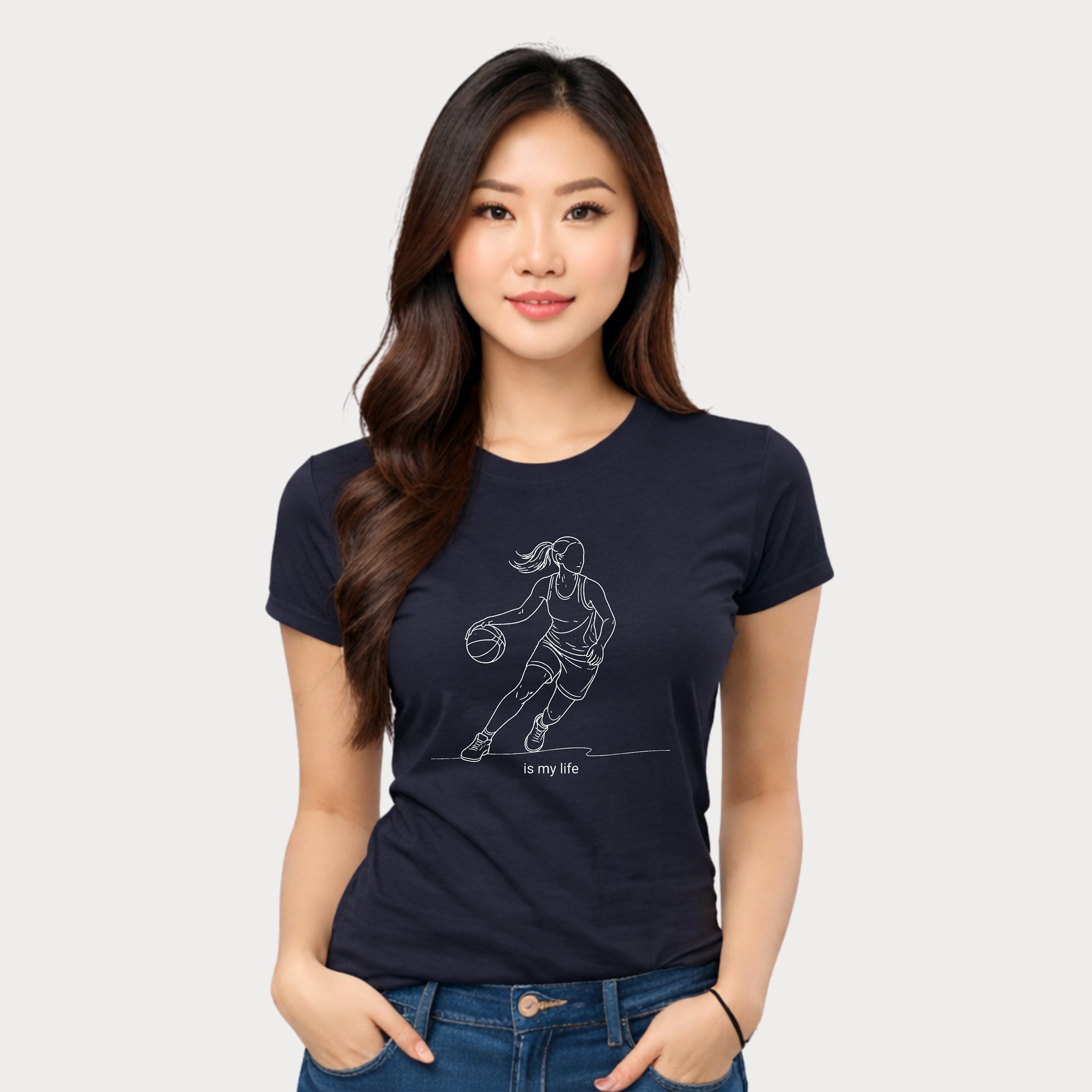 Basketball Is My Life T-Shirt — Women's Hoops Line Art Tee