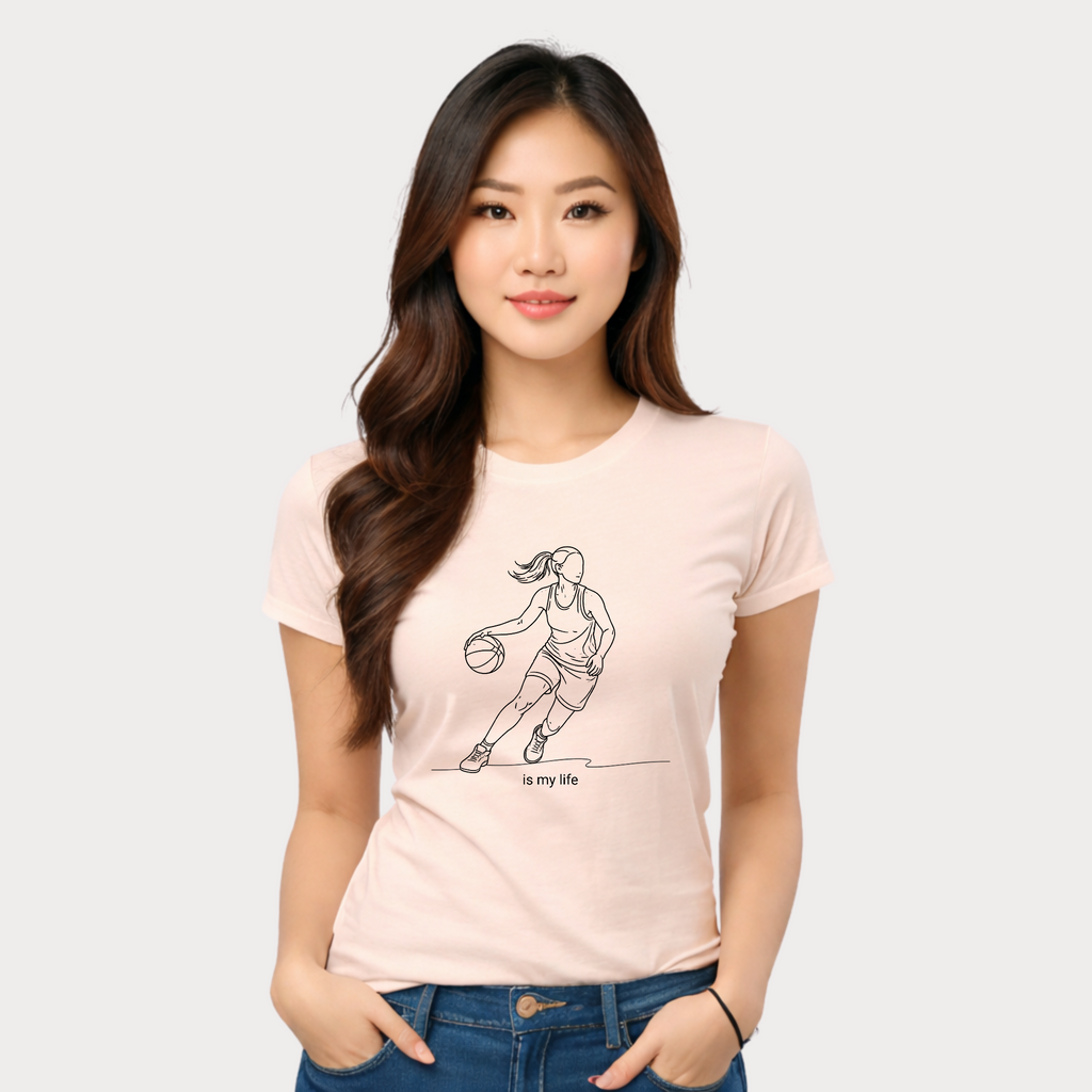 Basketball Is My Life T-Shirt — Women's Hoops Line Art Tee