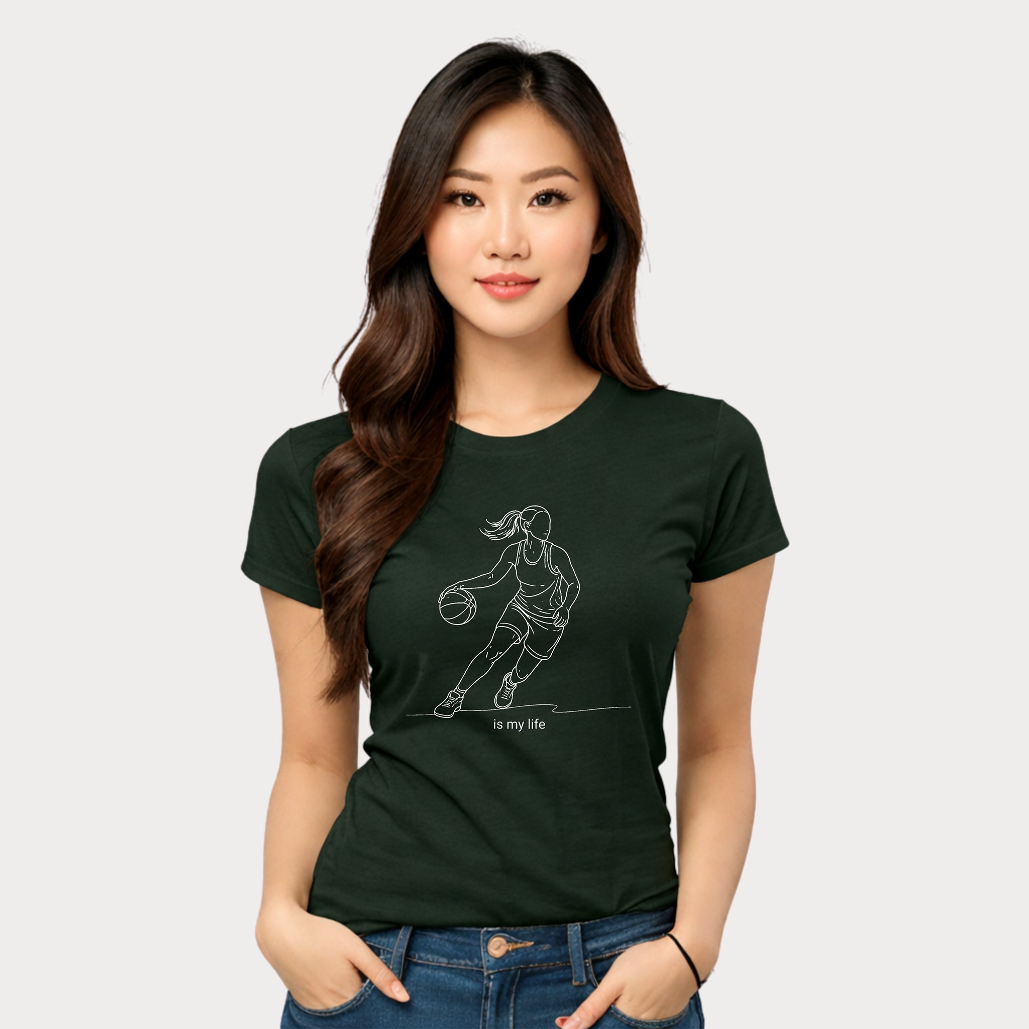 Basketball Is My Life T-Shirt — Women's Hoops Line Art Tee
