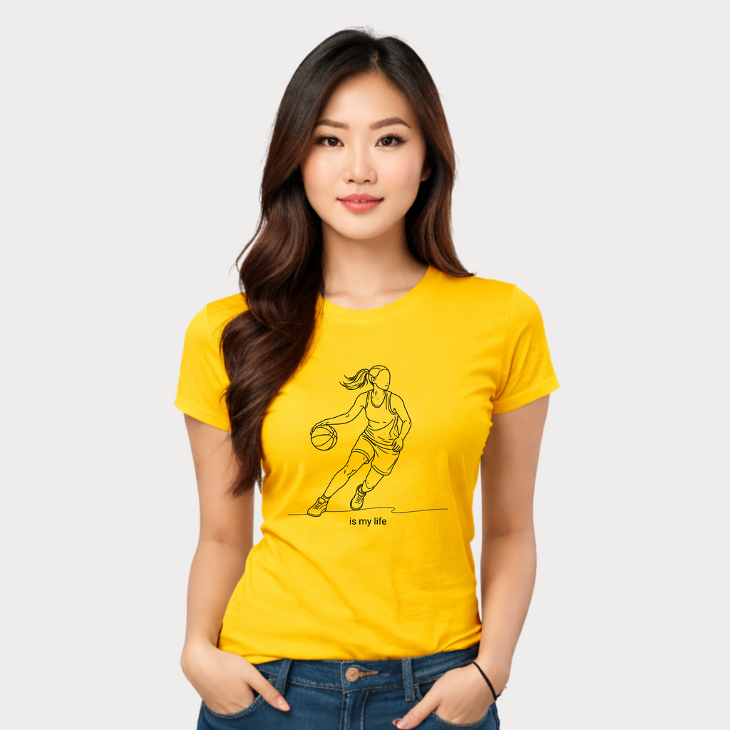 Basketball Is My Life T-Shirt — Women's Hoops Line Art Tee