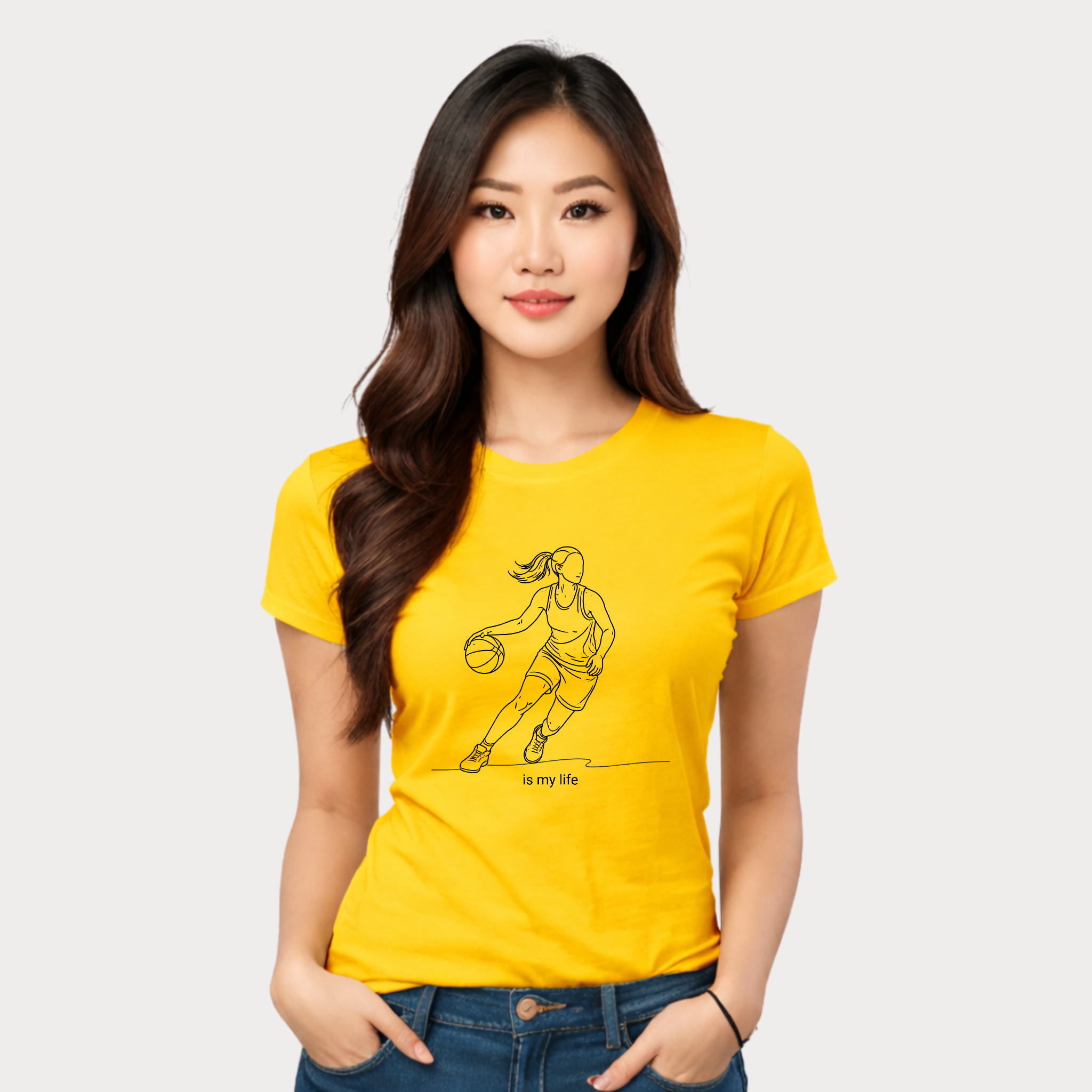 Basketball Is My Life T-Shirt — Women's Hoops Line Art Tee