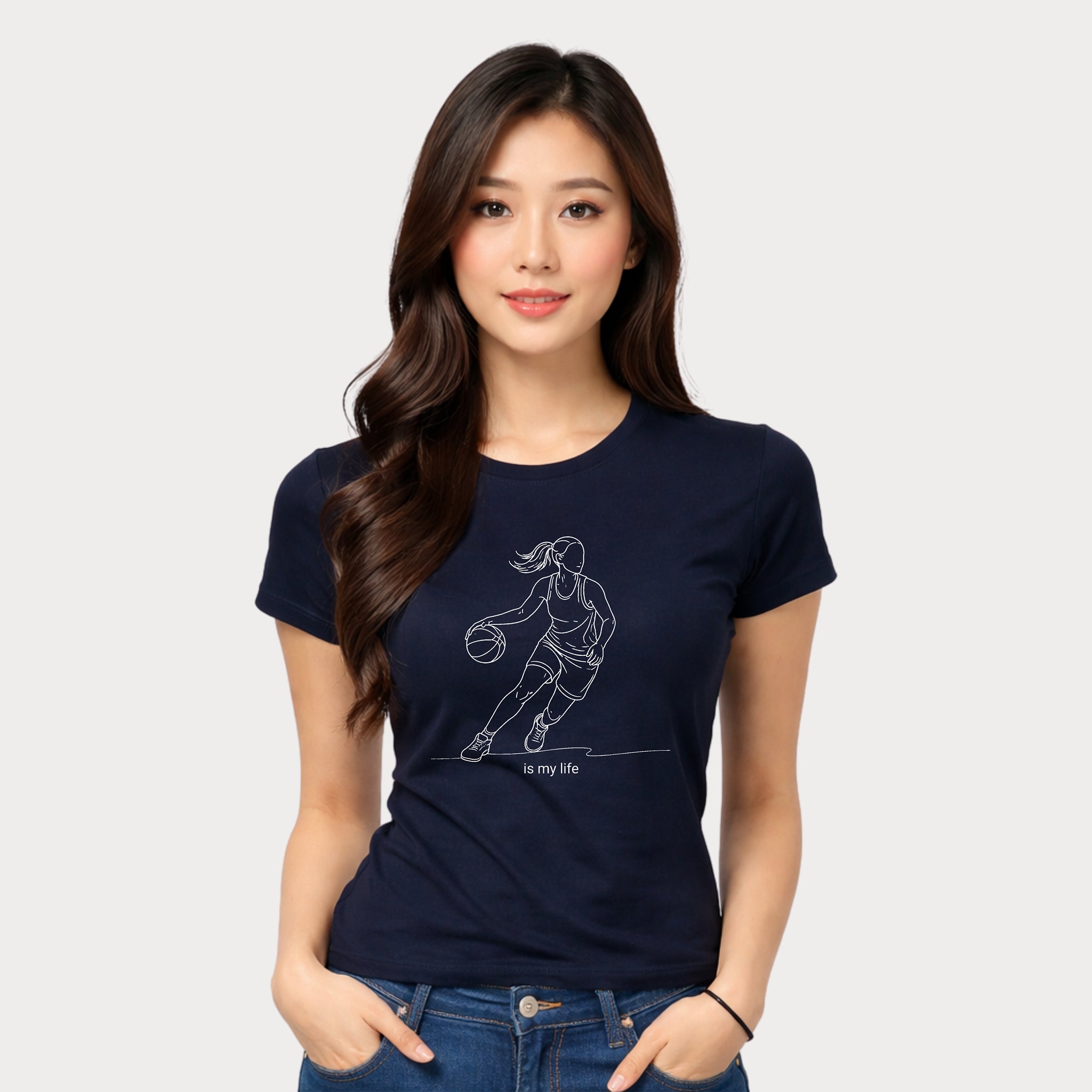 Basketball Is My Life T-Shirt — Women's Hoops Line Art Tee