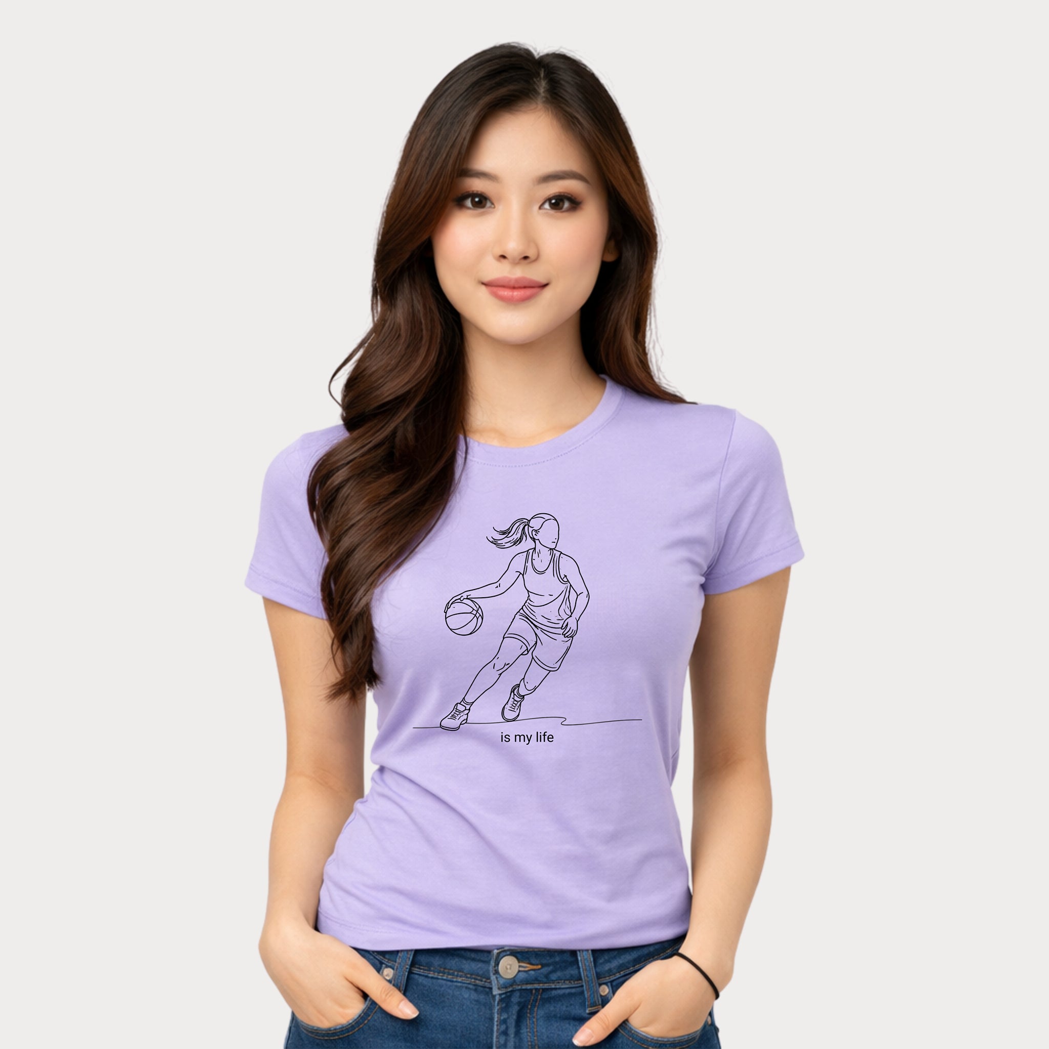 Basketball Is My Life T-Shirt — Women's Hoops Line Art Tee