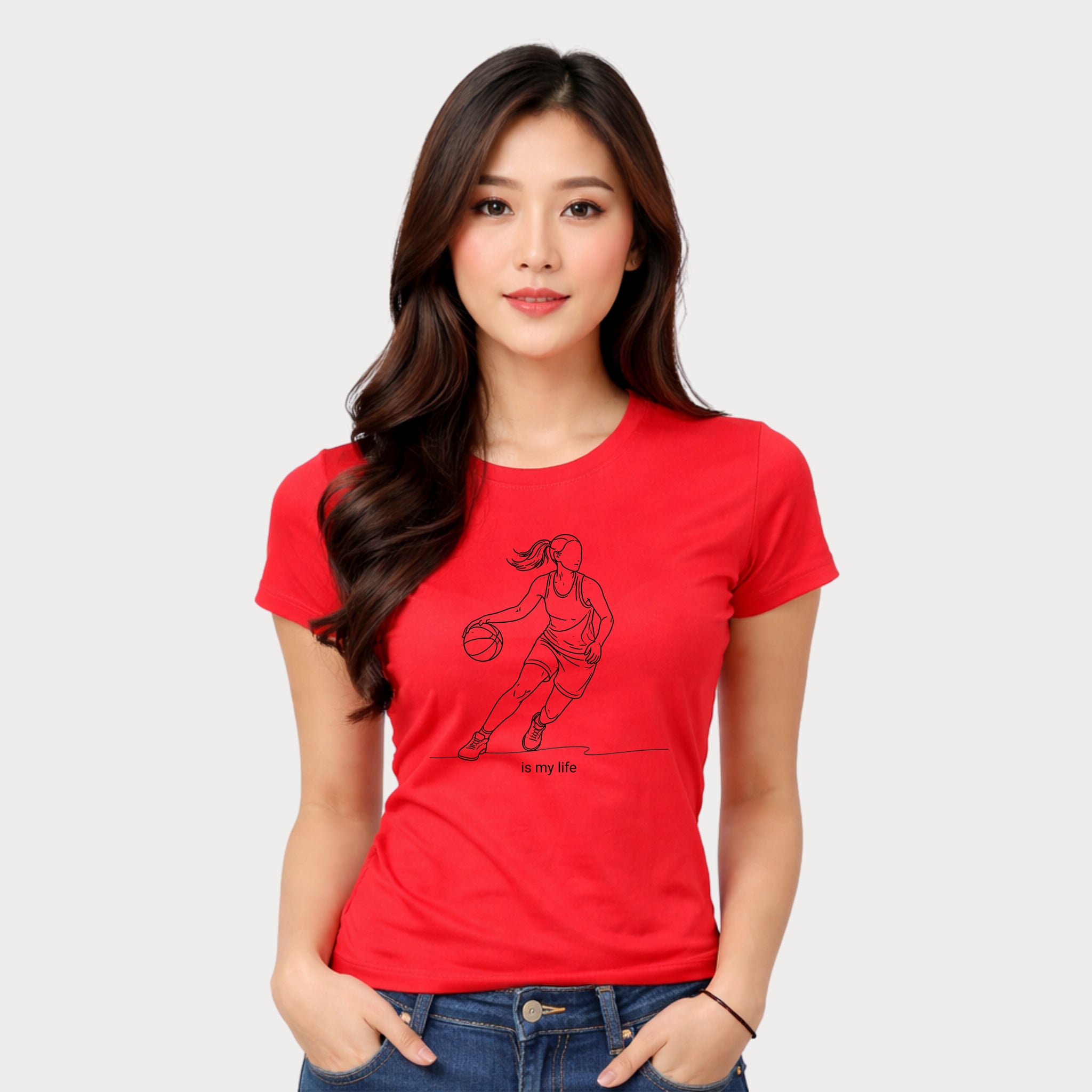 Basketball Is My Life T-Shirt — Women's Hoops Line Art Tee