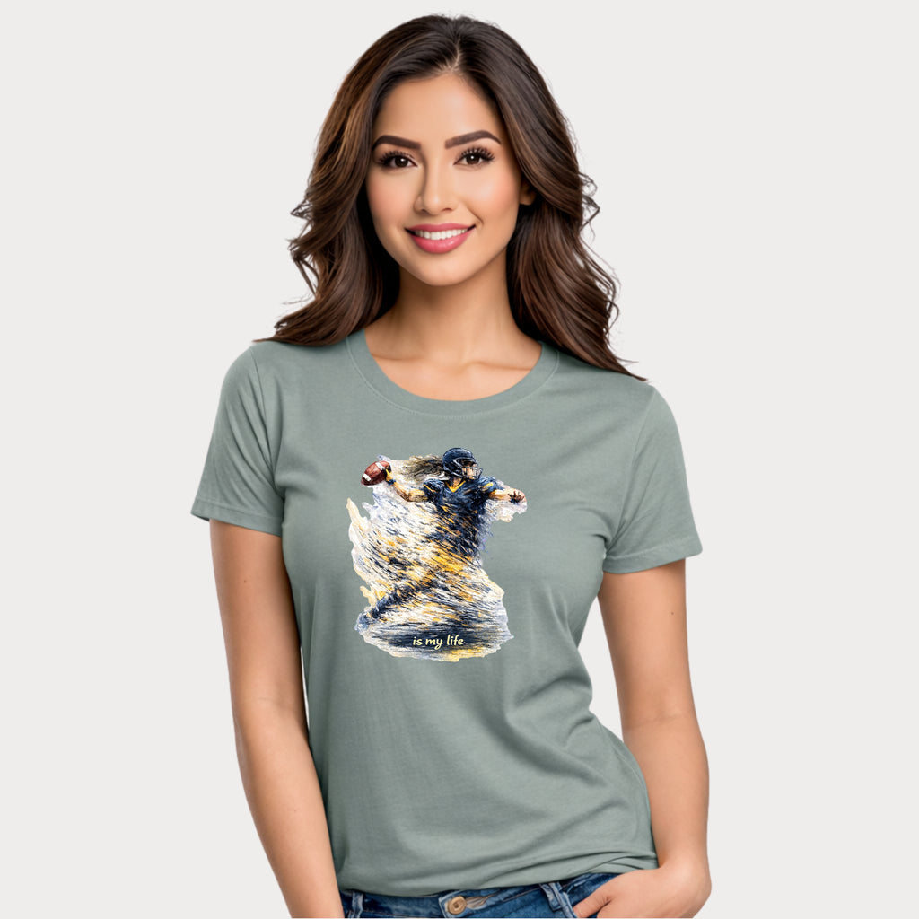 Football Female Player 'Is My Life' Graphic T-Shirt
