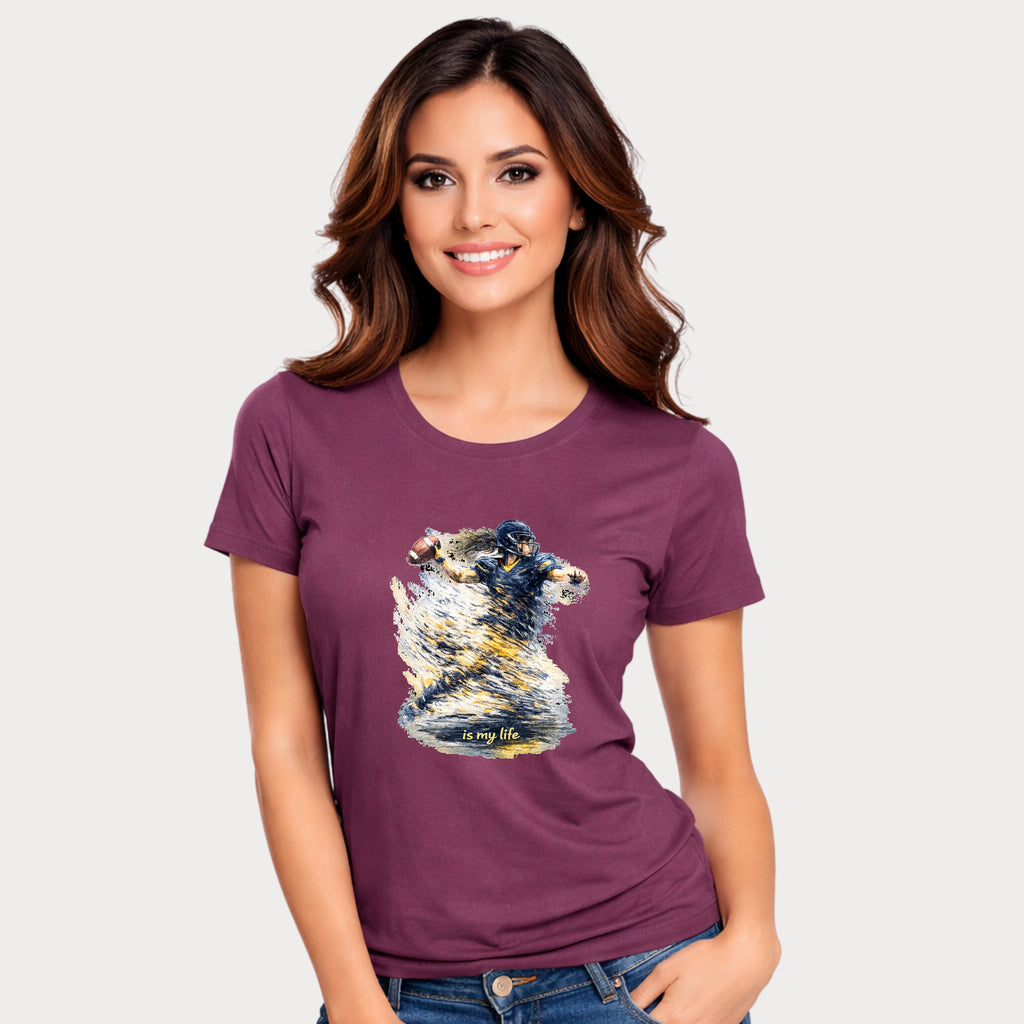 Football Female Player 'Is My Life' Graphic T-Shirt