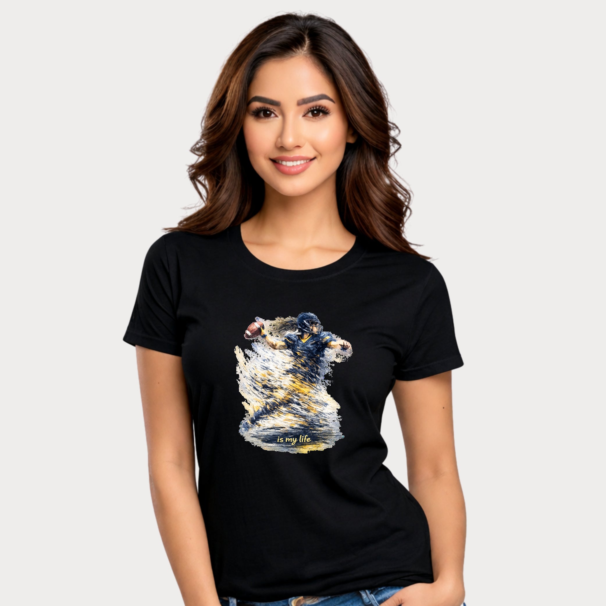 Football Female Player 'Is My Life' Graphic T-Shirt