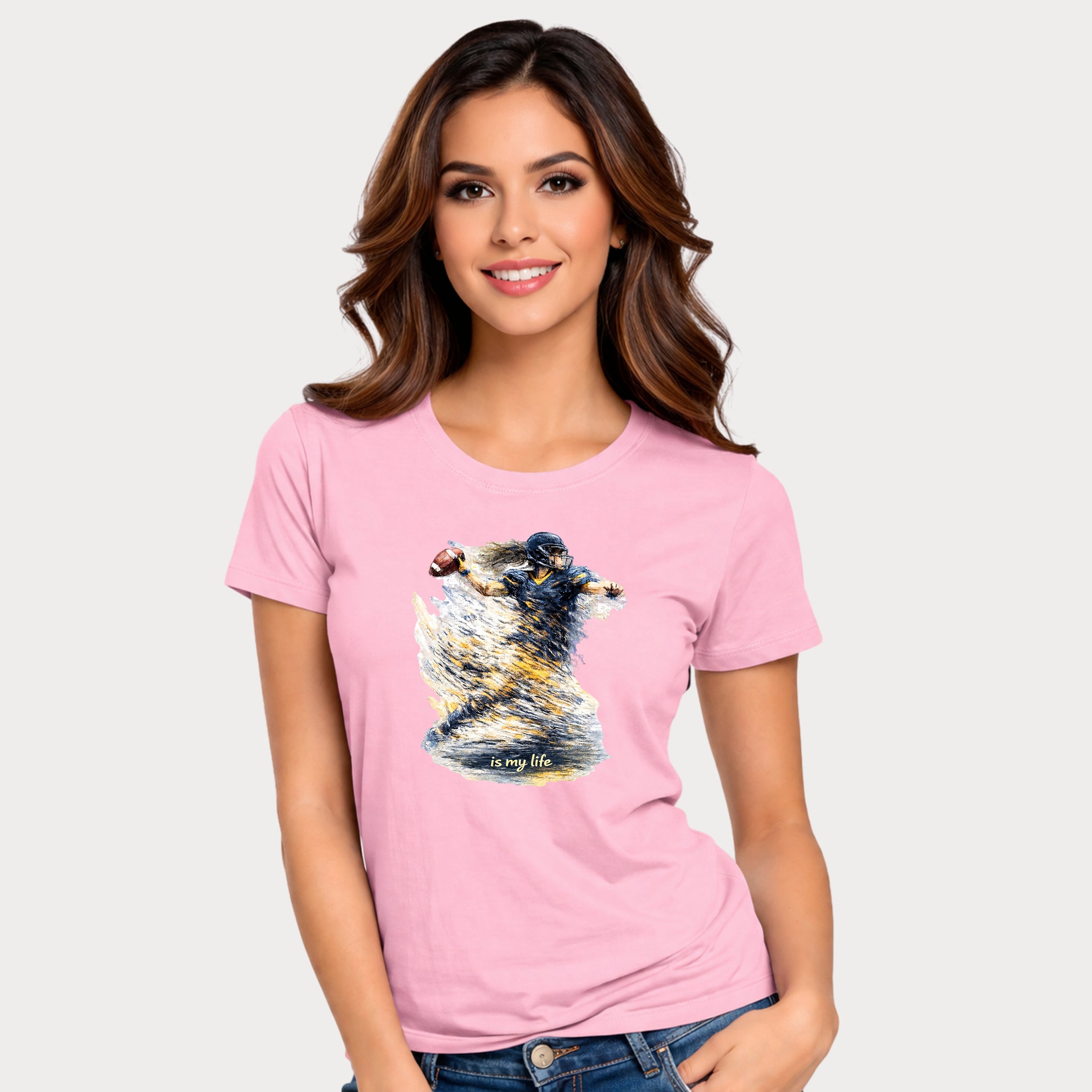 Football Female Player 'Is My Life' Graphic T-Shirt